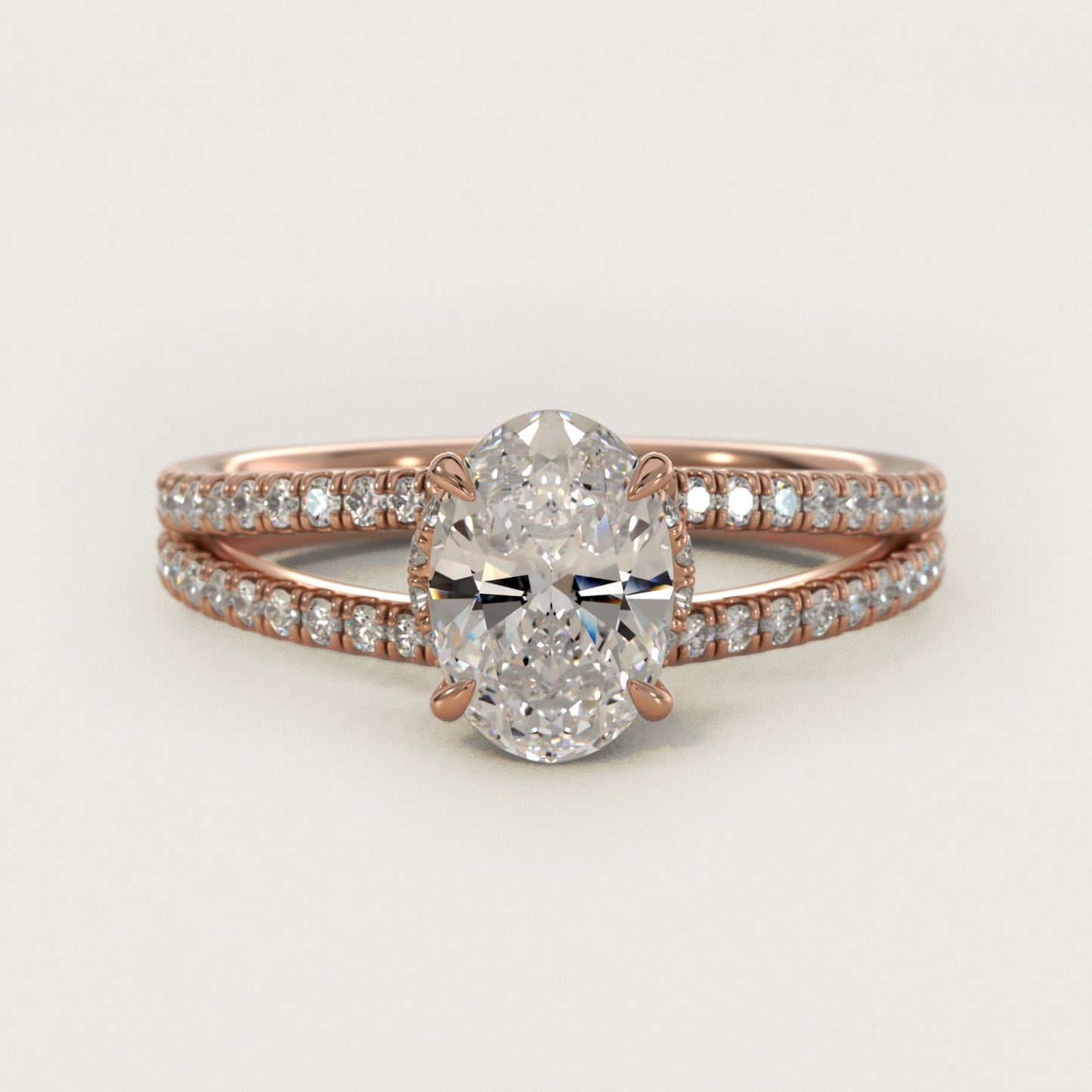 Split Shank Ribbon Diamond PavŽ Engagement Ring In 18k Rose Gold By James Allen - Oval Center