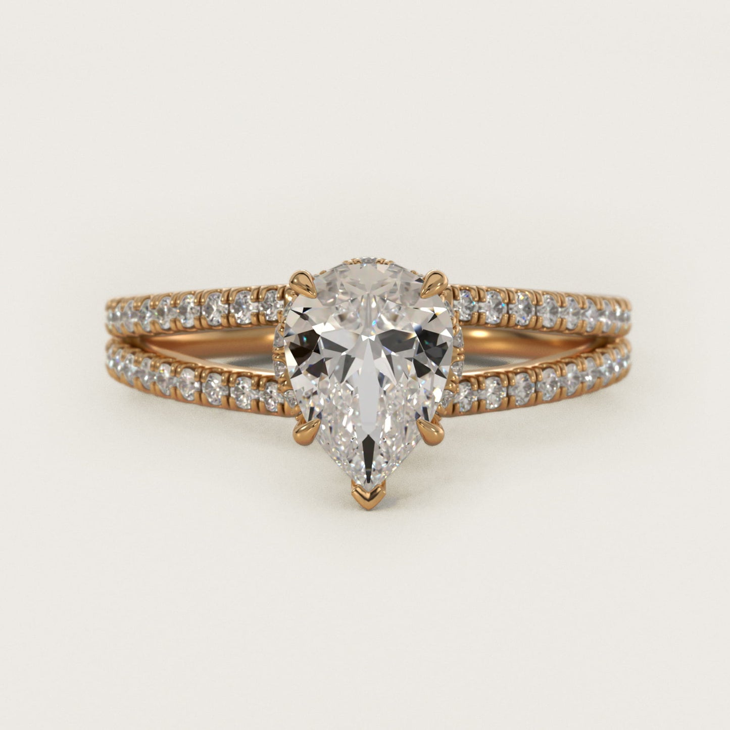 Split Shank Ribbon Diamond PavŽ Engagement Ring In 14K Yellow Gold By James Allen - Pear Center