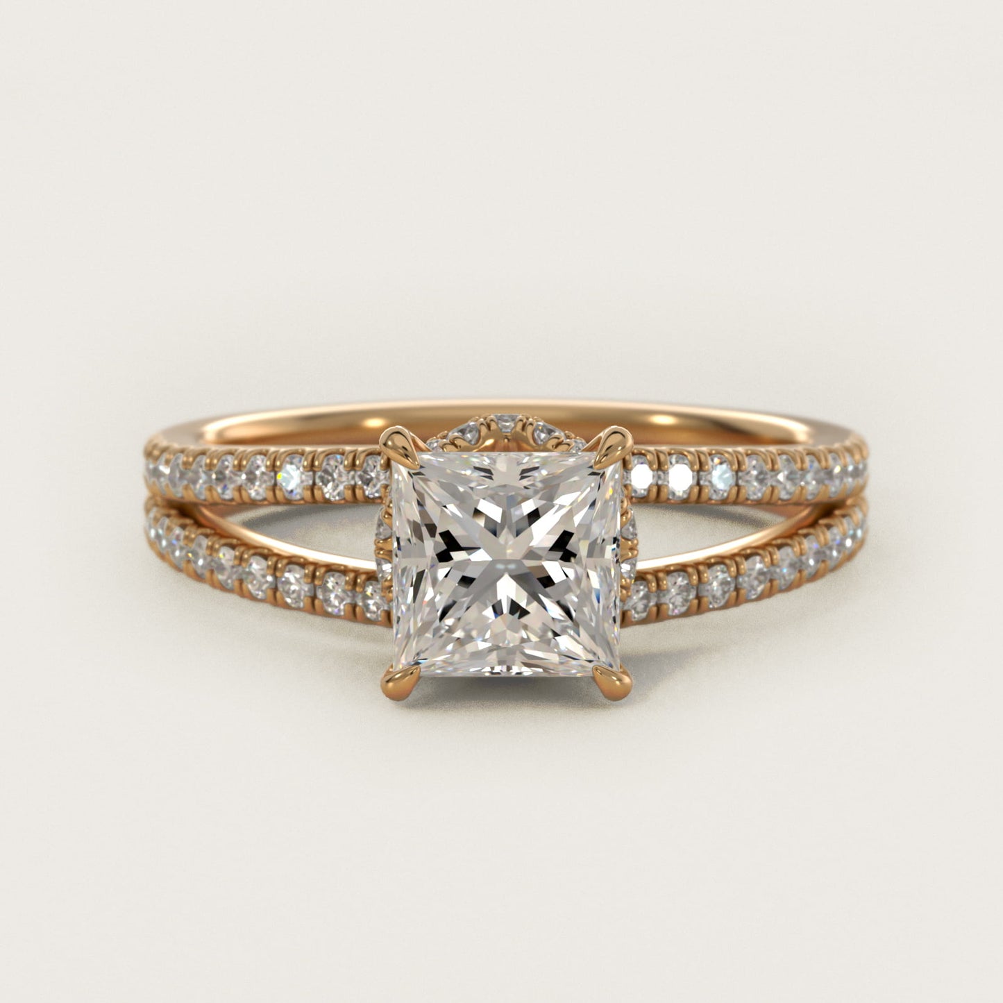 Split Shank Ribbon Diamond PavŽ Engagement Ring In 14K Yellow Gold By James Allen - Princess Center