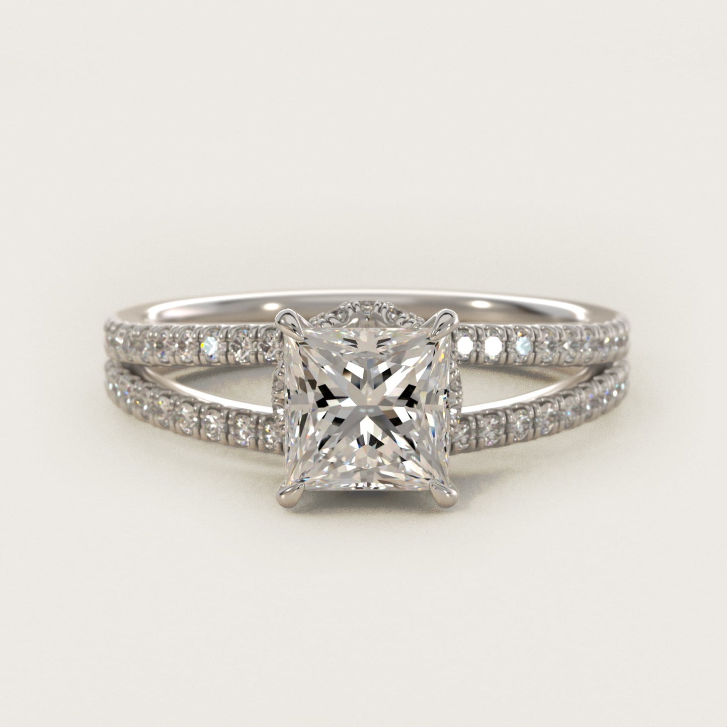 Split Shank Ribbon Diamond PavŽ Engagement Ring In Platinum By James Allen - Princess Center