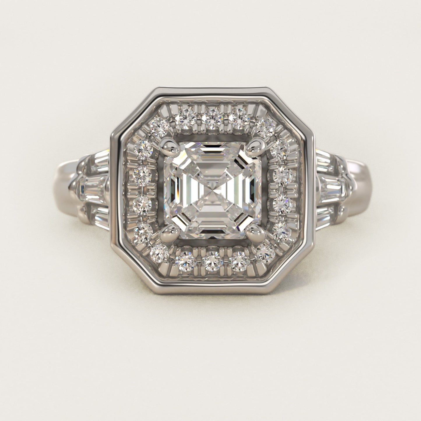 Square Halo Diamond Engagement Ring in 14k White Gold By Zac Zac Posen - Asscher Center