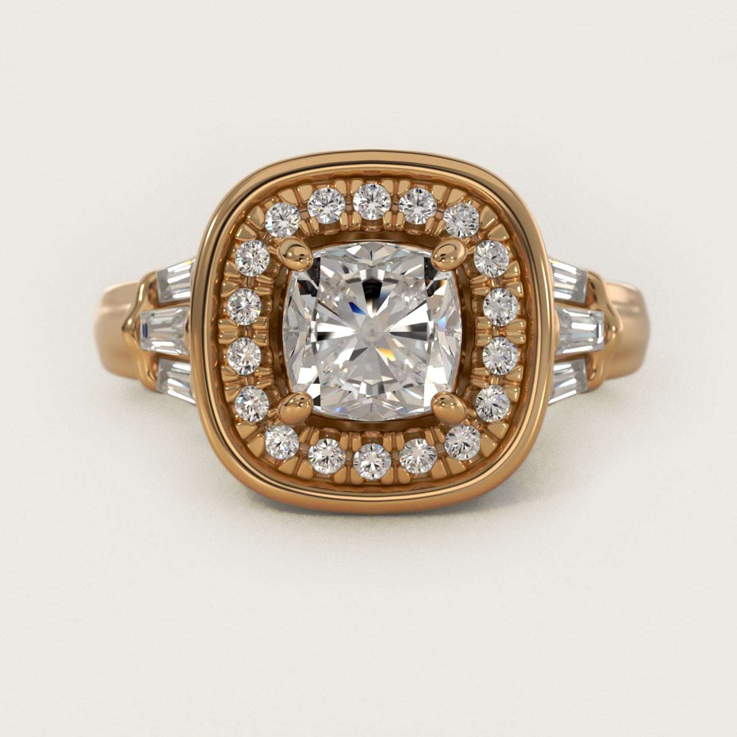 Square Halo Diamond Engagement Ring in 18k Yellow Gold By Zac Zac Posen - Cushion Center