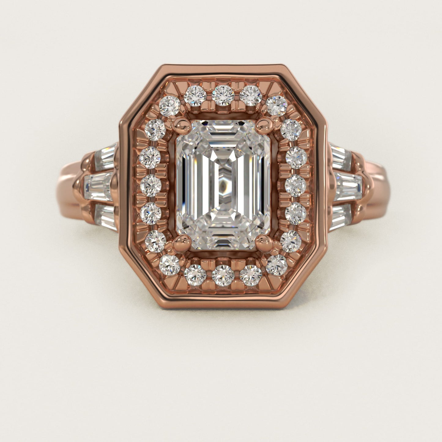 Square Halo Diamond Engagement Ring in 14k Rose Gold By Zac Zac Posen - Emerald Center