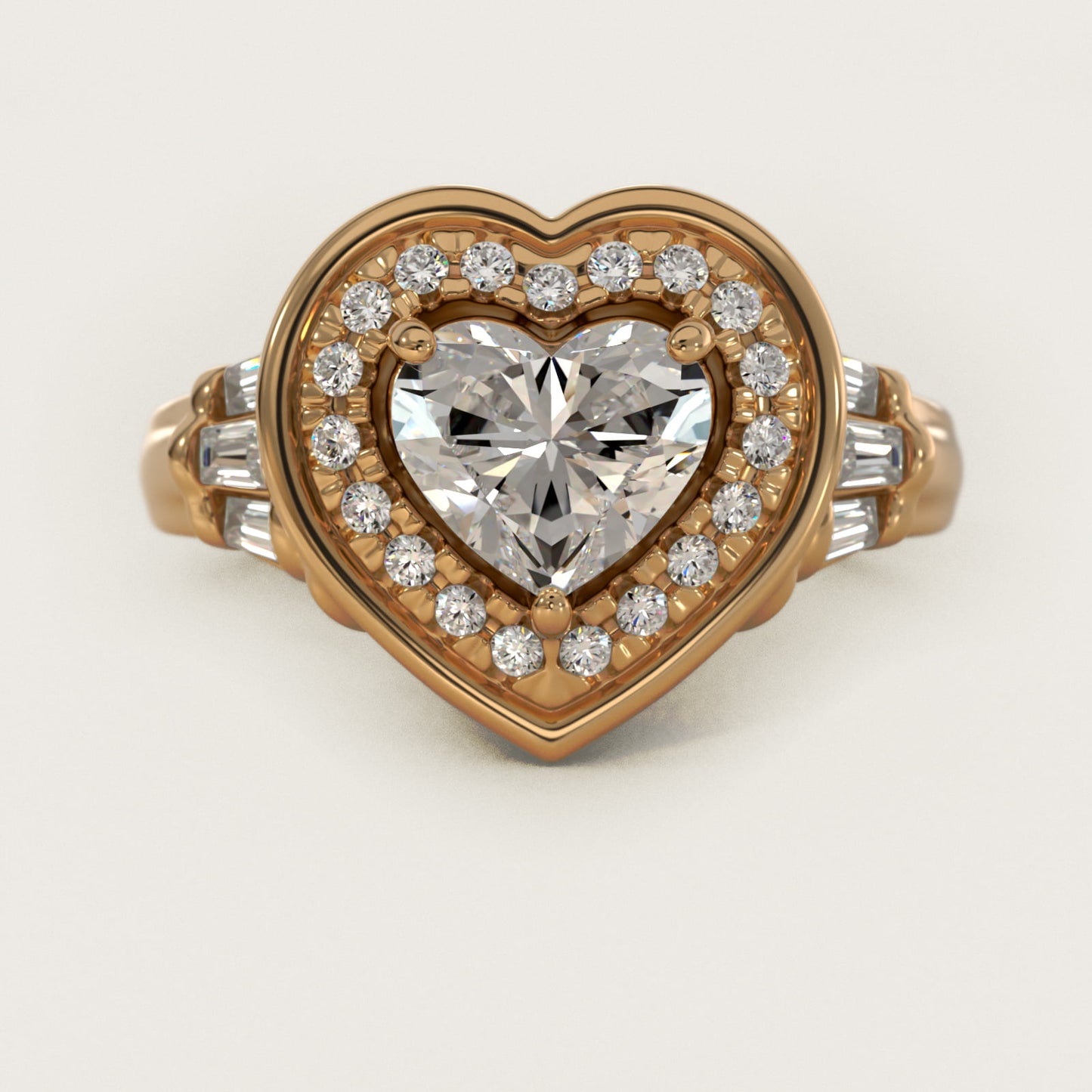 Square Halo Diamond Engagement Ring in 18k Yellow Gold By Zac Zac Posen - Heart Center