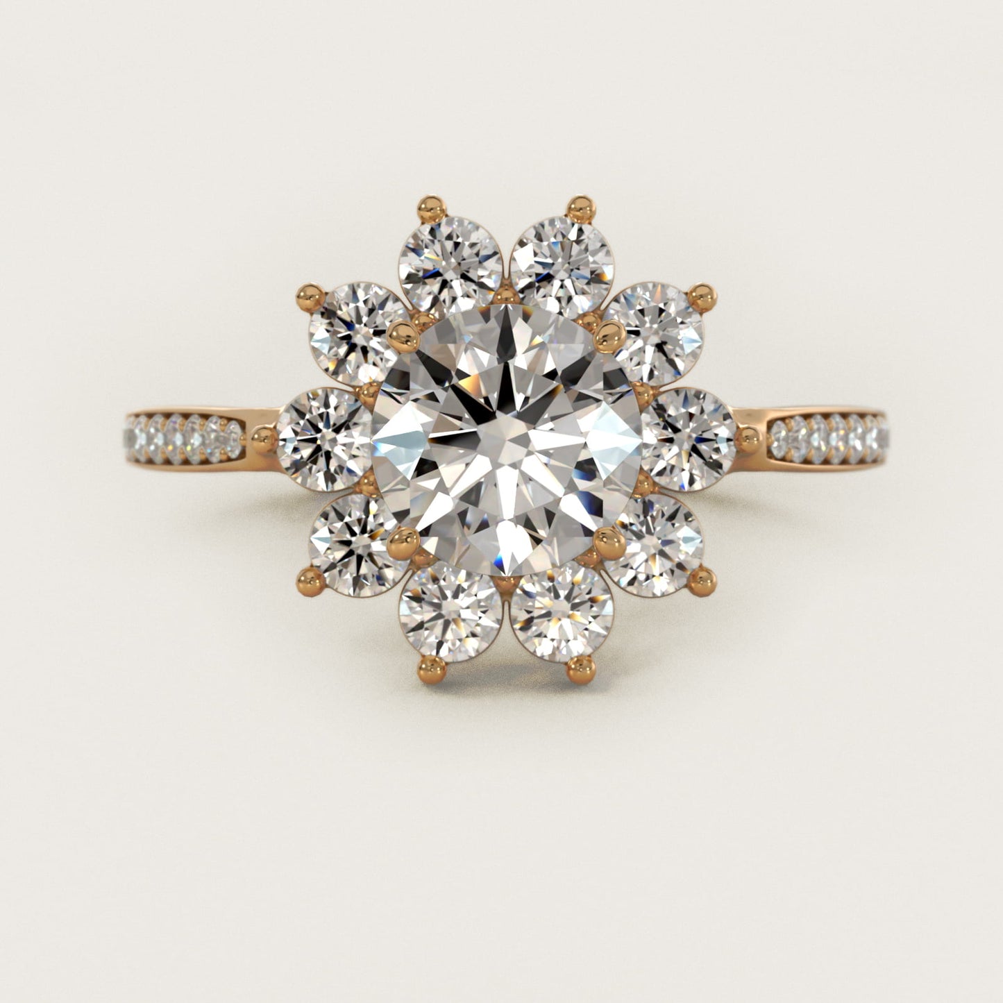 Star Diamond Halo Cathedral Engagement Ring In 18k Yellow Gold By James Allen - Round Center