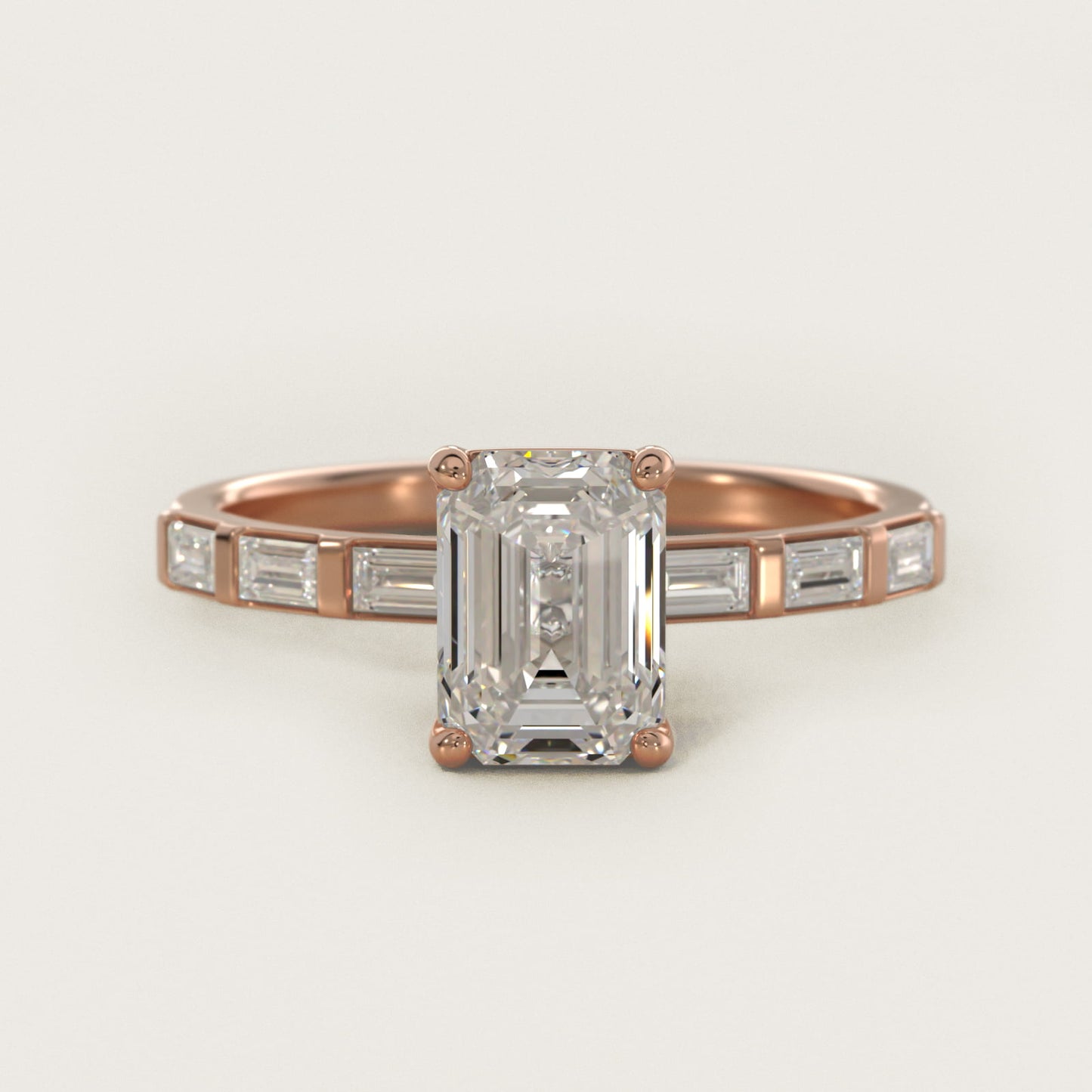 Straight Baguette Row Side Stone Diamond Engagement Ring In 14K Rose Gold By James Allen - Emerald Center