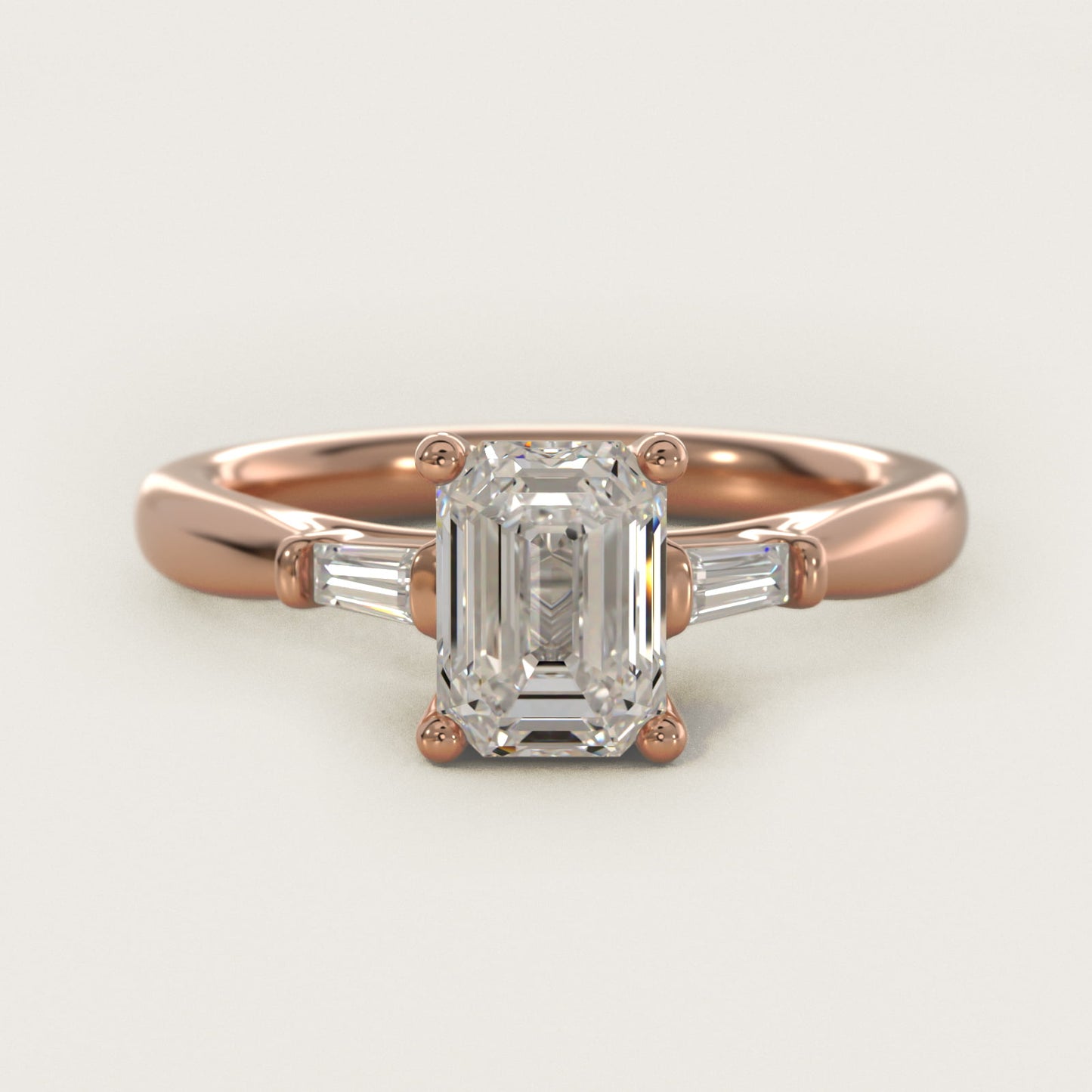 Tapered Baguette Diamond Engagement Ring in 14k Rose Gold (1/6 ct. tw.) - Emerald Center