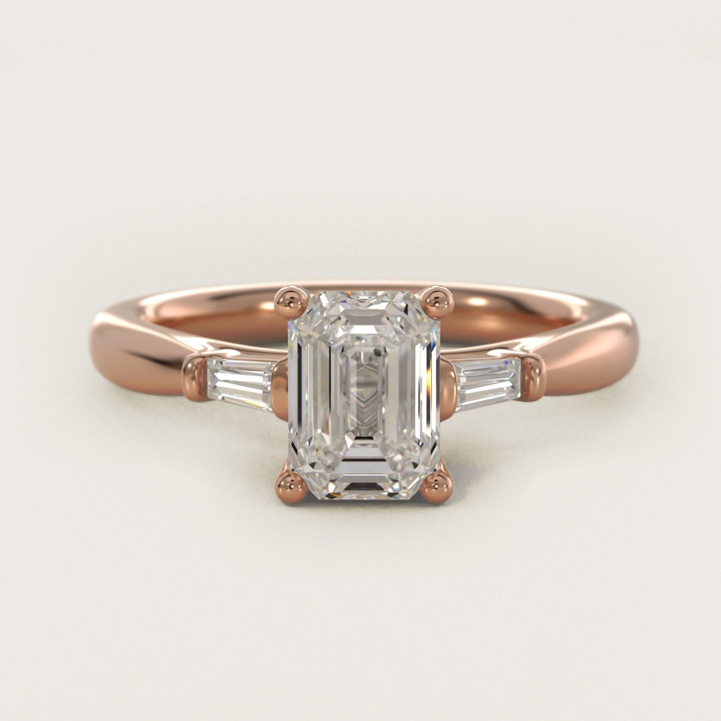 Tapered Baguette Diamond Engagement Ring in 18k Rose Gold (1/6 ct. tw.) - Emerald Center