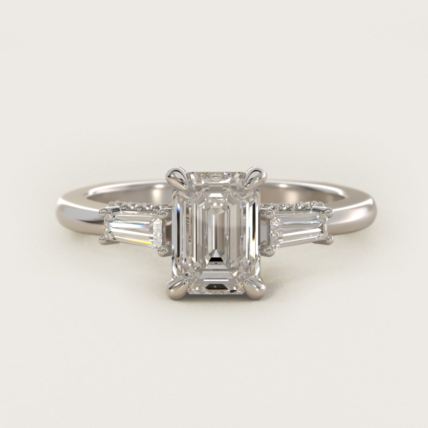 Tapered Baguette Three Stone Engagement Ring in Platinum (1/4 ct. tw.) By Bella Vaughan - Emerald Center