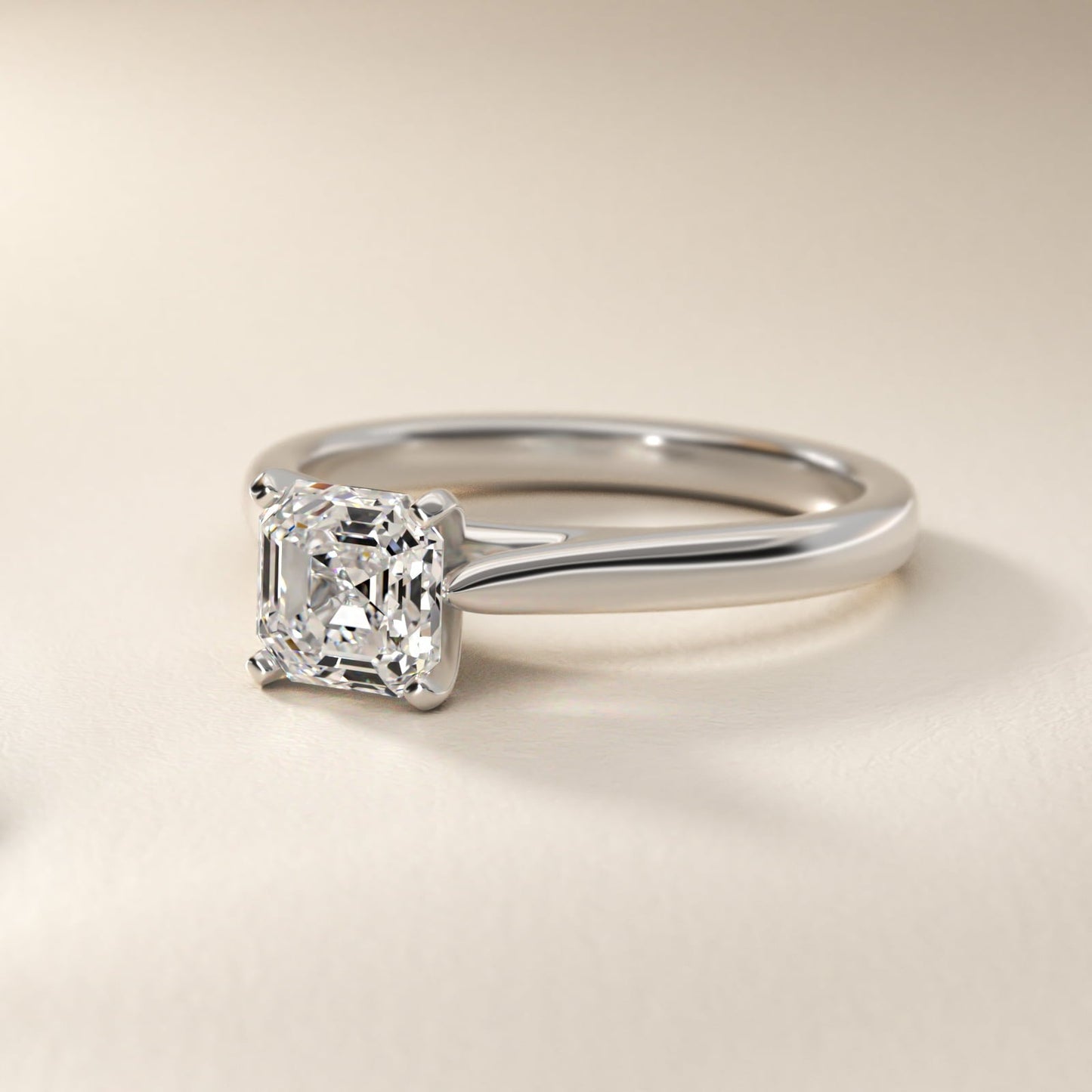 Tapered Cathedral Solitaire Engagement Ring in Platinum - Asscher Center