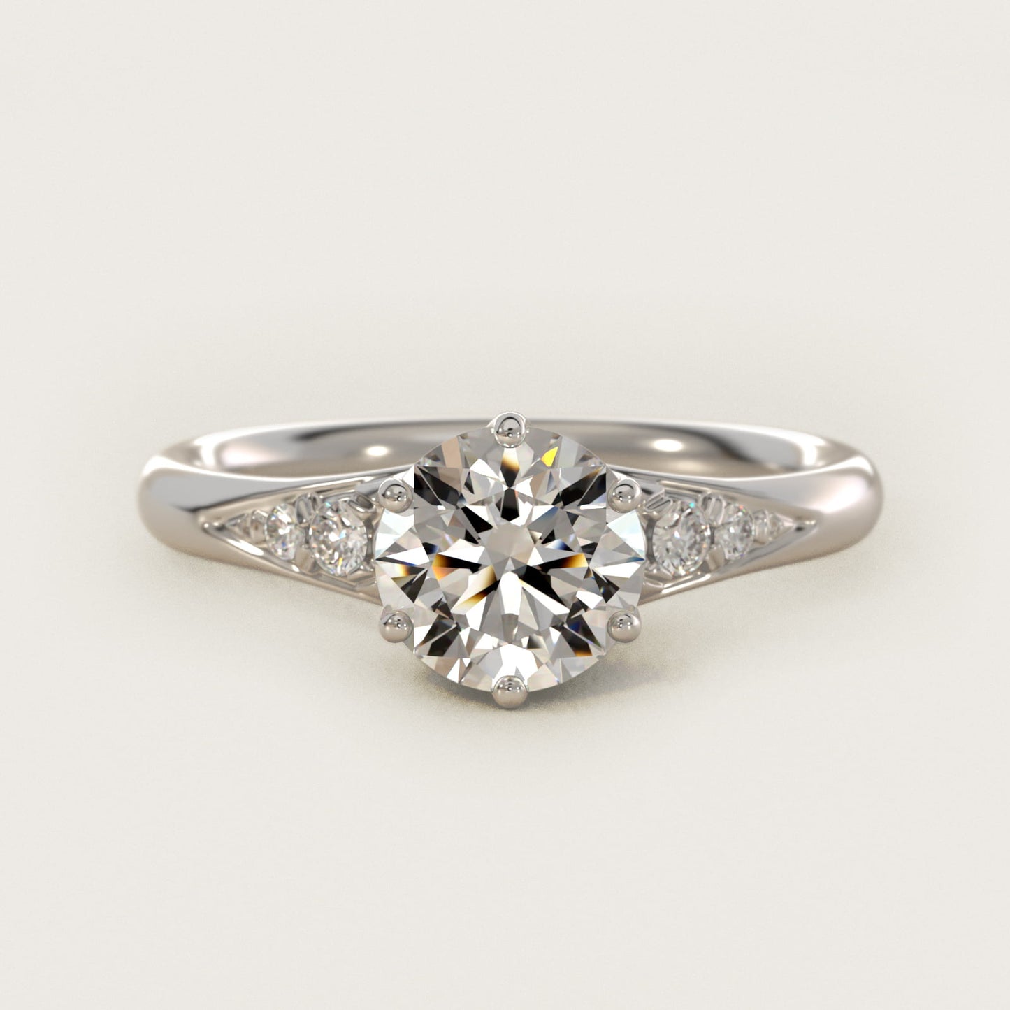 Tapered PavŽ Side Stone Diamond Engagement Ring In 14K White Gold By James Allen - Round Center