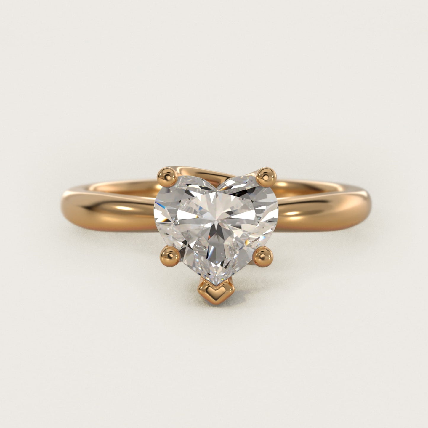 Tapered Ribbon Solitaire Engagement Ring in 14k Yellow Gold - Heart Center