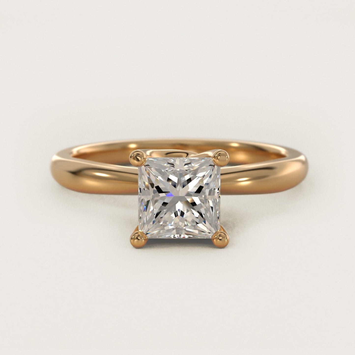 Tapered Ribbon Solitaire Engagement Ring in 18k Yellow Gold - Princess Center