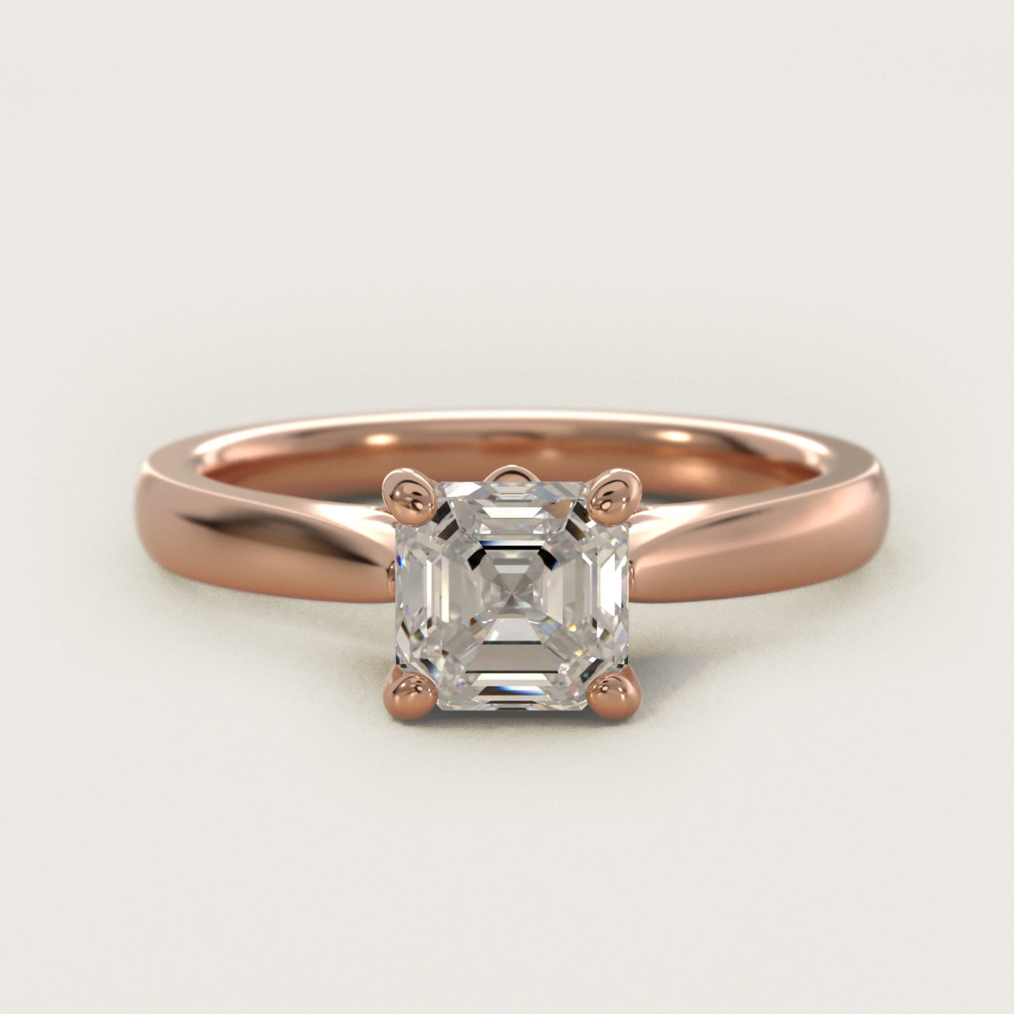 Tapered Solitaire Engagement Ring With PavŽ Accent In 14K Rose Gold By James Allen - Asscher Center