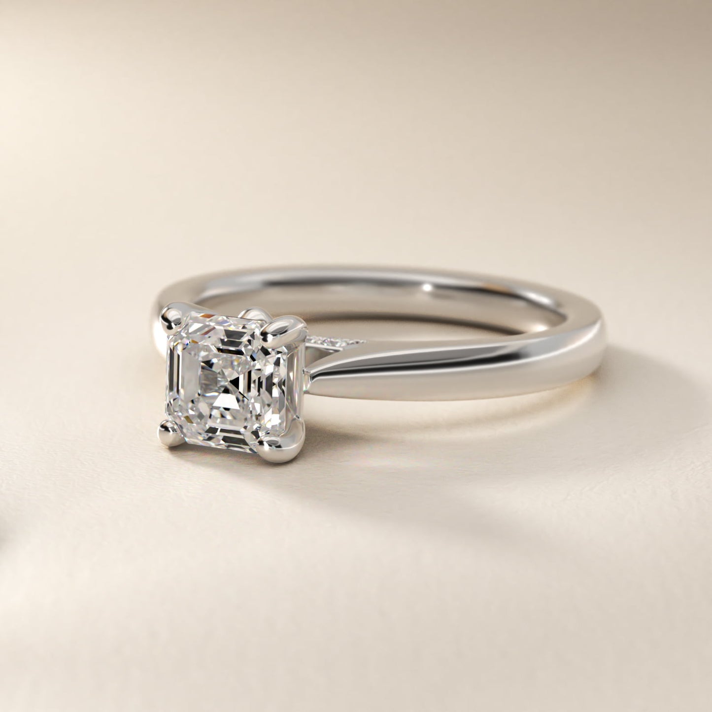 Tapered Solitaire Engagement Ring With Pav? Accent In Platinum By James Allen - Asscher Center
