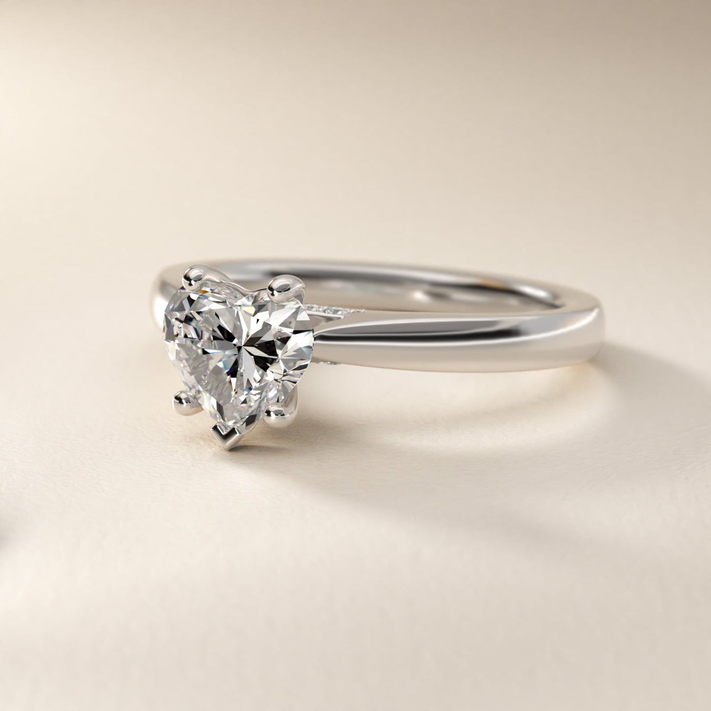 Tapered Solitaire Engagement Ring With Pav? Accent In Platinum By James Allen - Heart Center