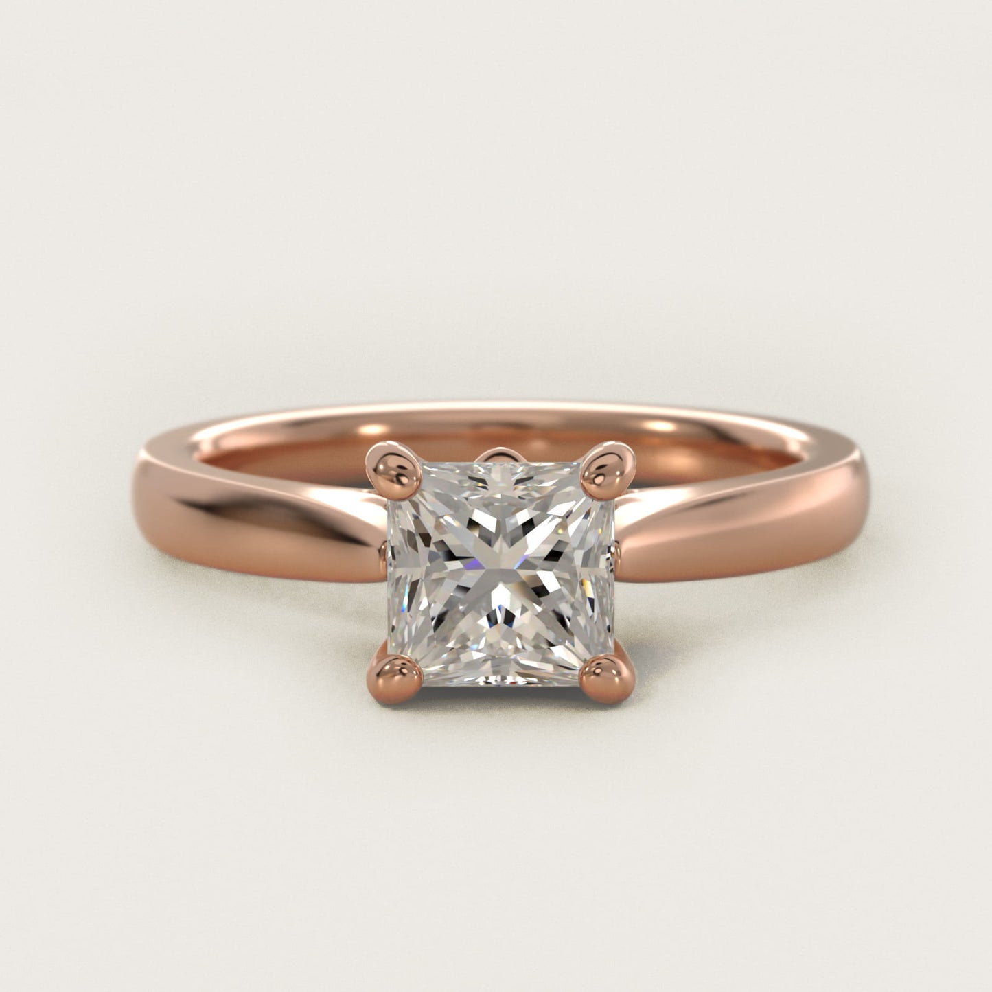 Tapered Solitaire Engagement Ring With Pav? Accent In 18k Rose Gold By James Allen - Princess Center