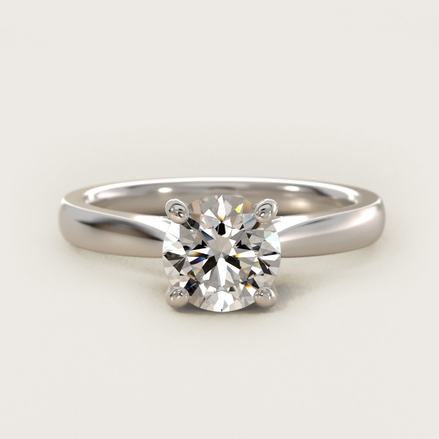 Tapered Solitaire Engagement Ring With PavŽ Accent In 14K White Gold By James Allen - Round Center