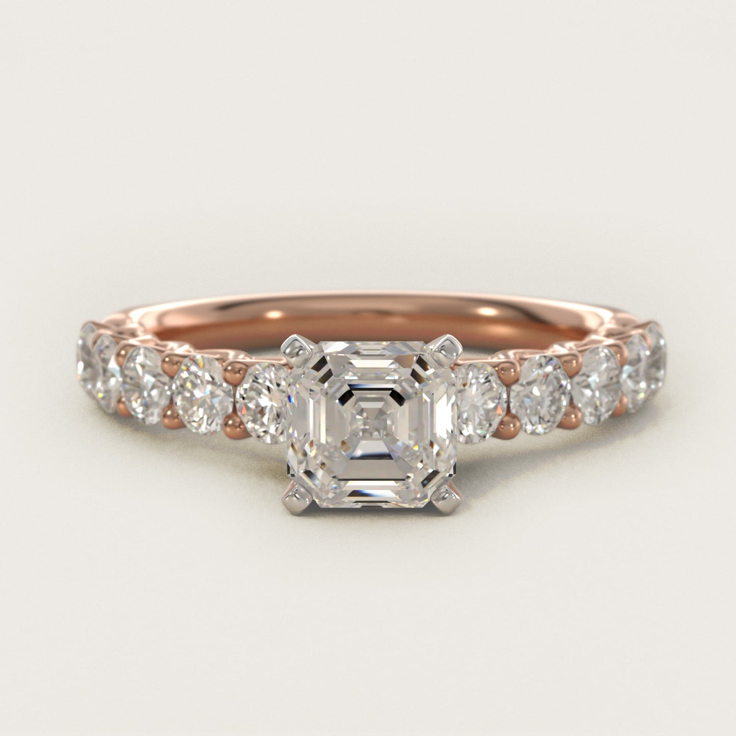 Tessere Diamond Engagement Ring in 14k Rose Gold (5/8 ct. tw.) - Asscher Center