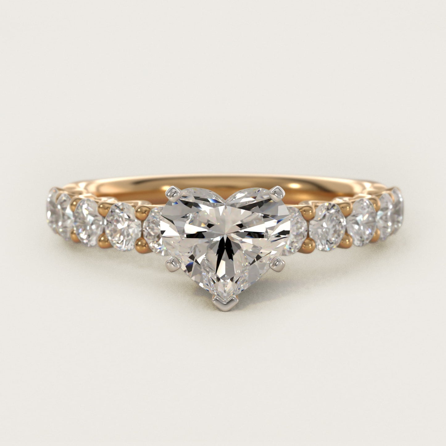 Tessere Diamond Engagement Ring in 18k Yellow Gold (5/8 ct. tw.) - Heart Center