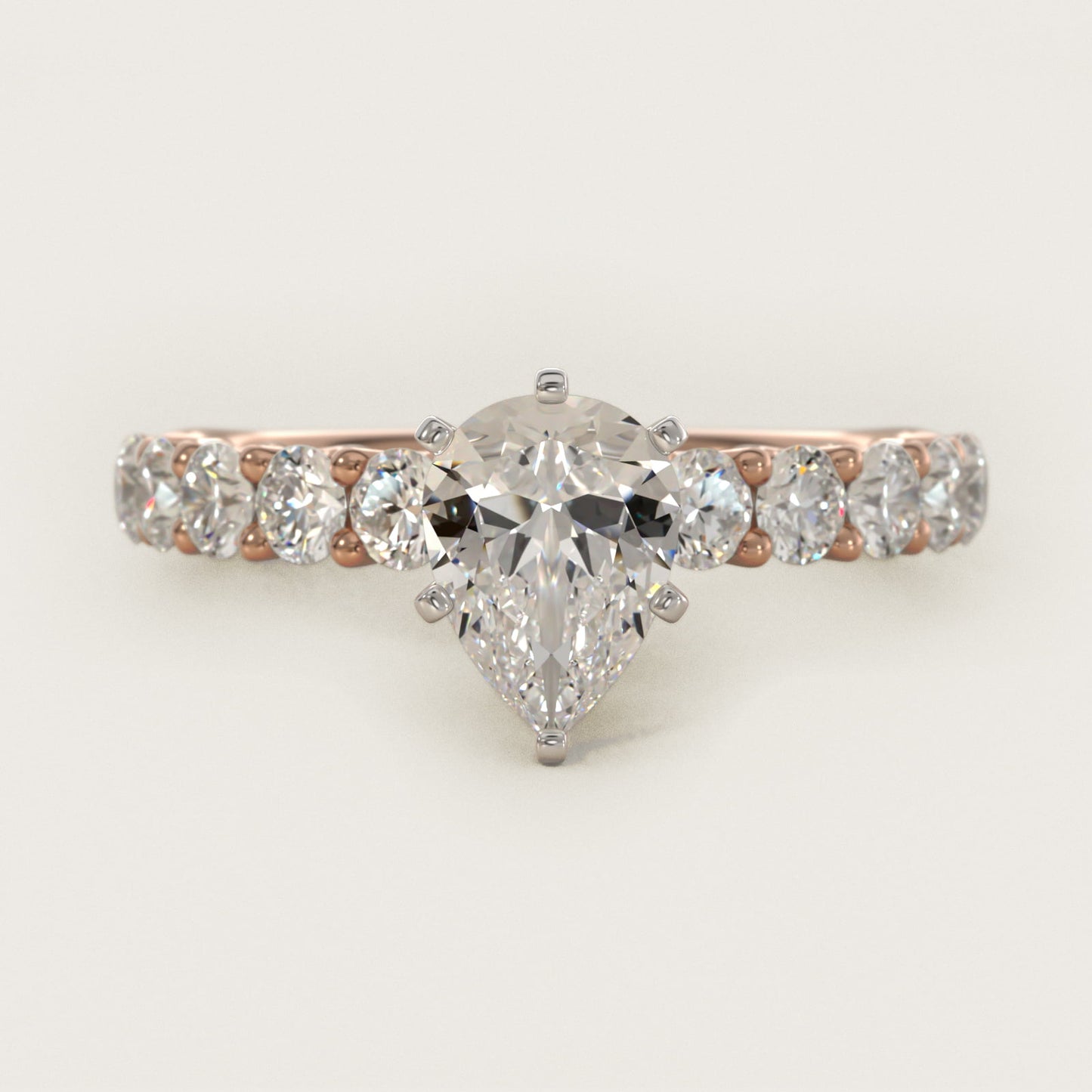 Tessere Diamond Engagement Ring in 14k Rose Gold (5/8 ct. tw.) - Pear Center