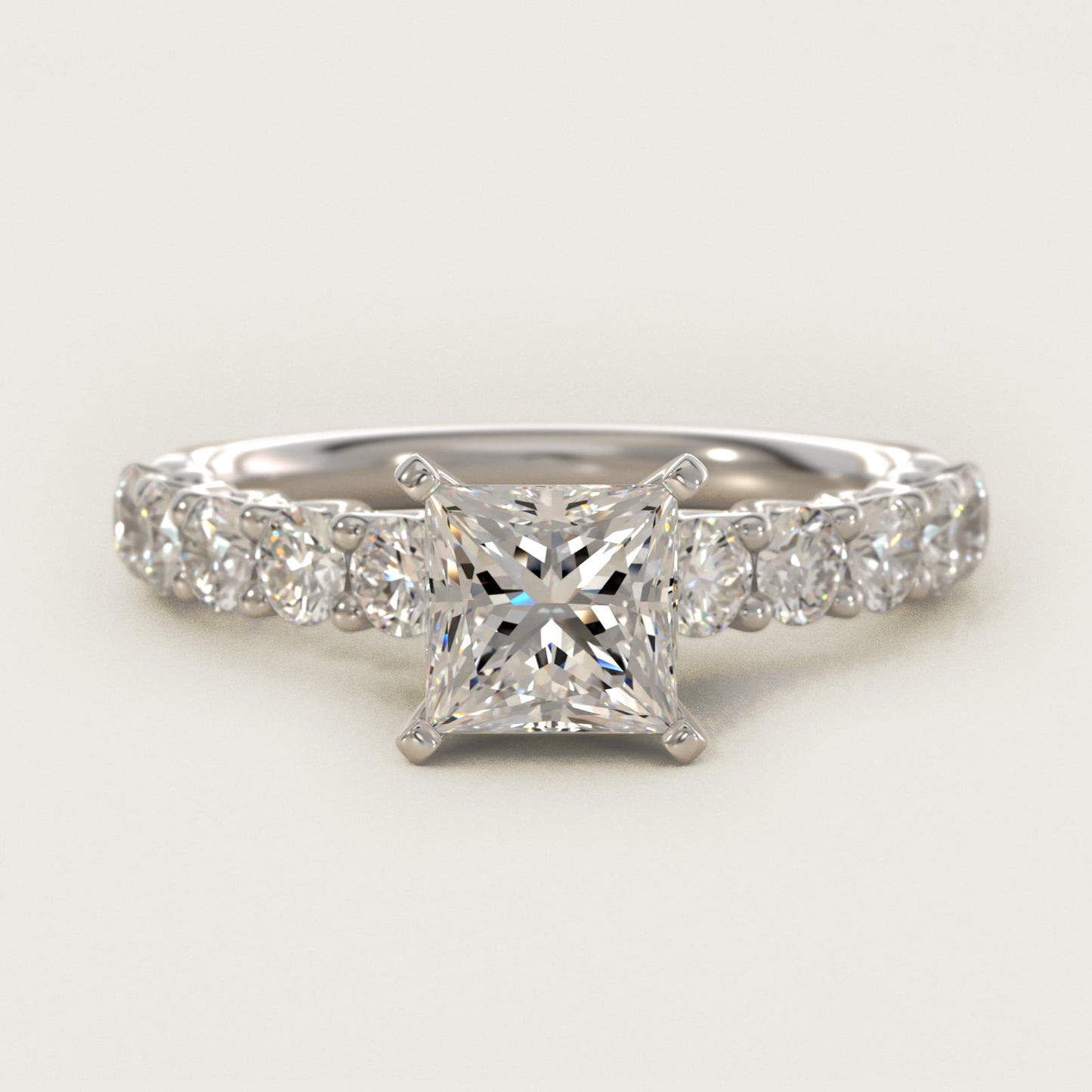 Tessere Diamond Engagement Ring in 18k White Gold (5/8 ct. tw.) - Princess Center