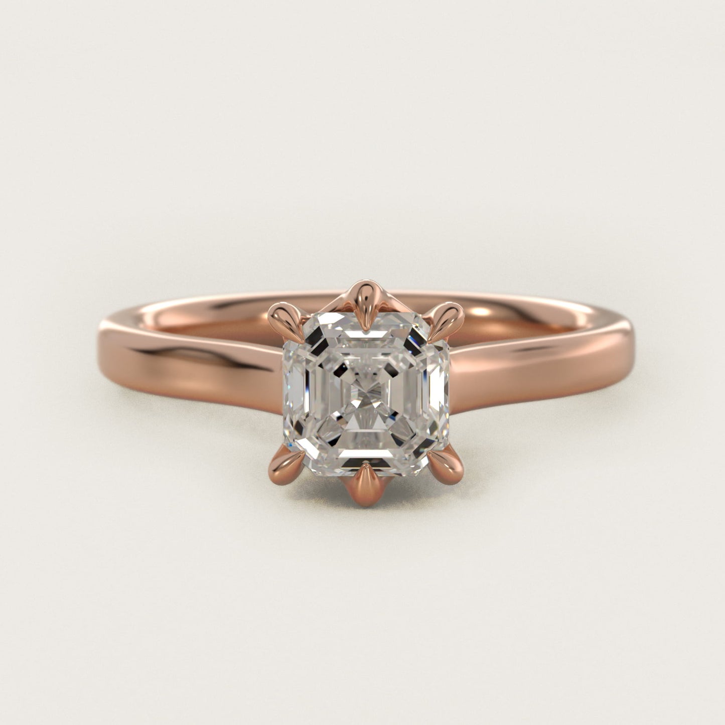 The Gallery Collection Six-Prong Trellis Solitaire Diamond Engagement Ring in 18k Rose Gold - Asscher Center