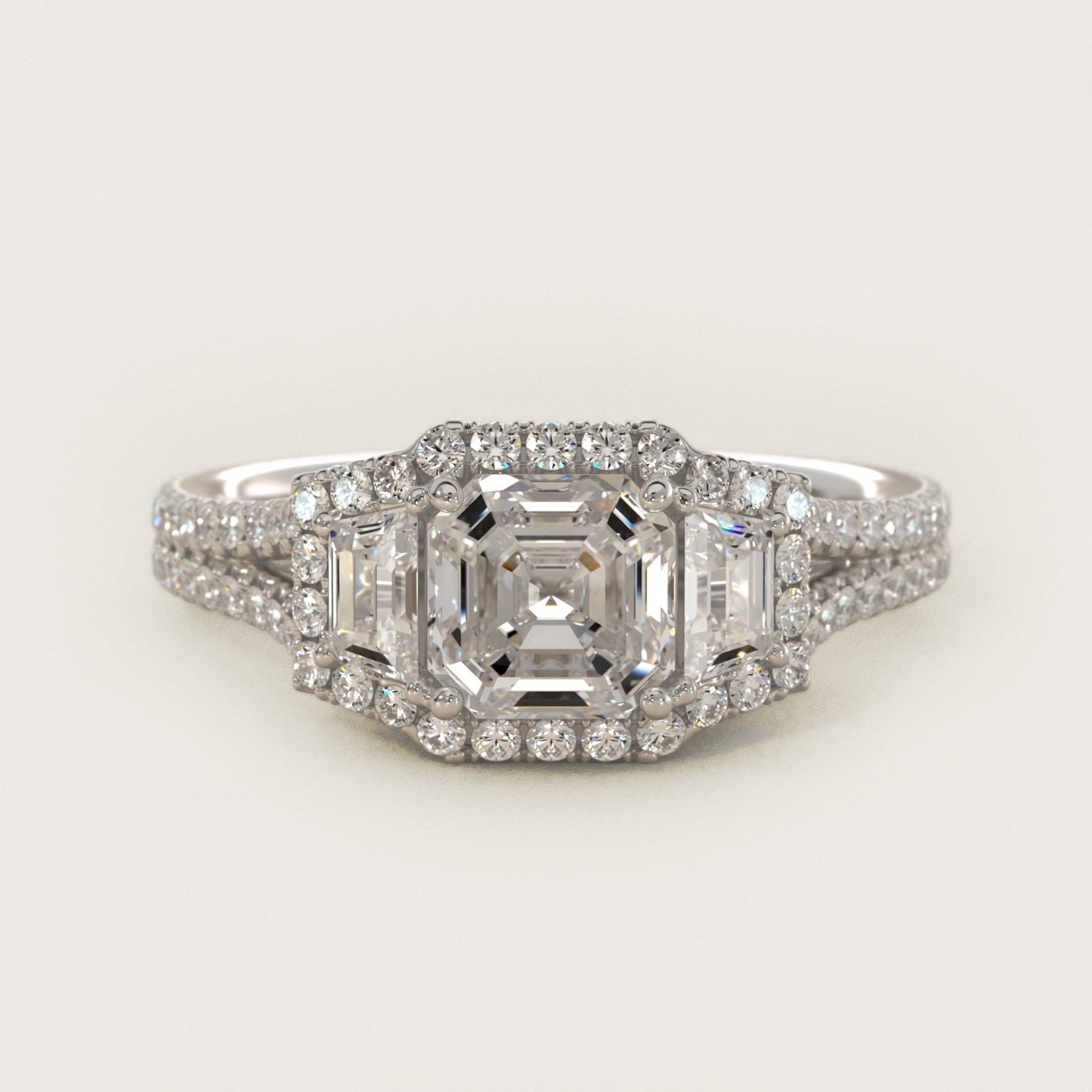 The Gallery Collection? Rolled Micropav? Diamond Engagement Ring in 18k White Gold (3/8 ct. tw.) - Asscher Center