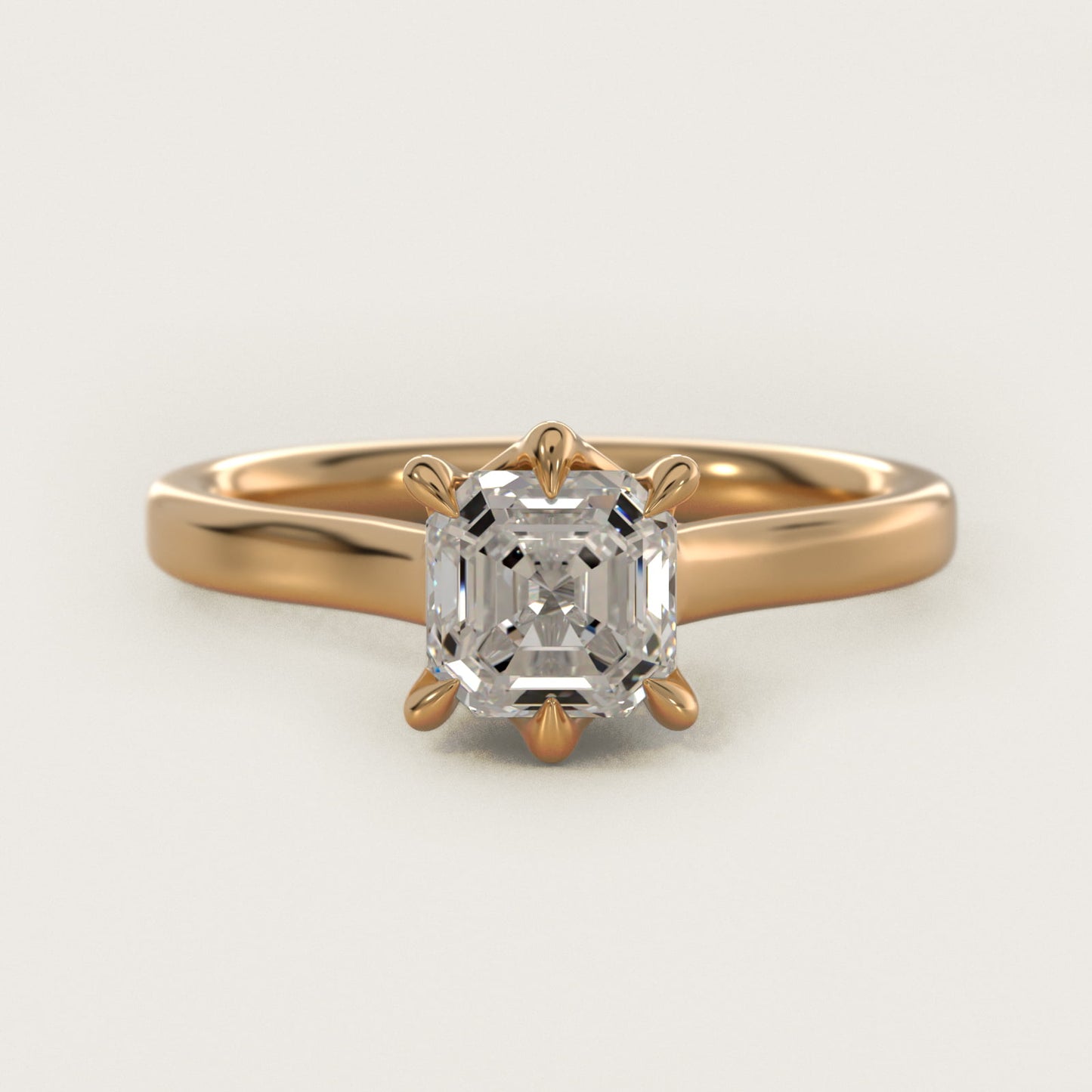 The Gallery Collection Six-Prong Trellis Solitaire Diamond Engagement Ring in 18k Yellow Gold - Asscher Center