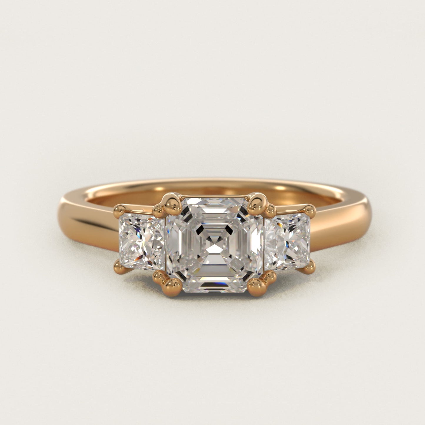 The Gallery Collectionª Princess-Cut Three-Stone Diamond Engagement Ring in 18k Yellow Gold (3/8 ct. tw.) - Asscher Center