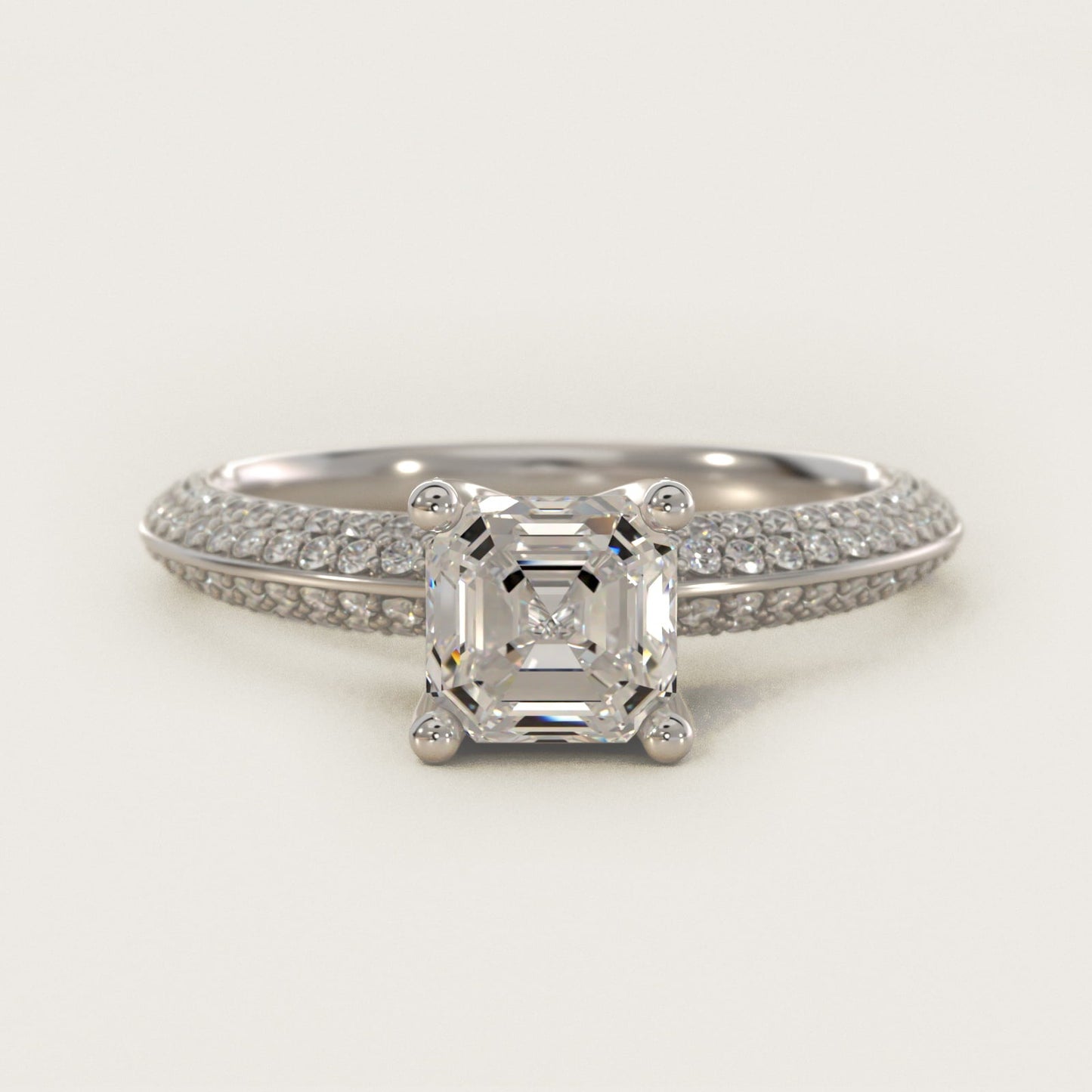 The Gallery Collection? Rolled Micropav? Diamond Engagement Ring in Platinum (3/8 ct. tw.) - Asscher Center