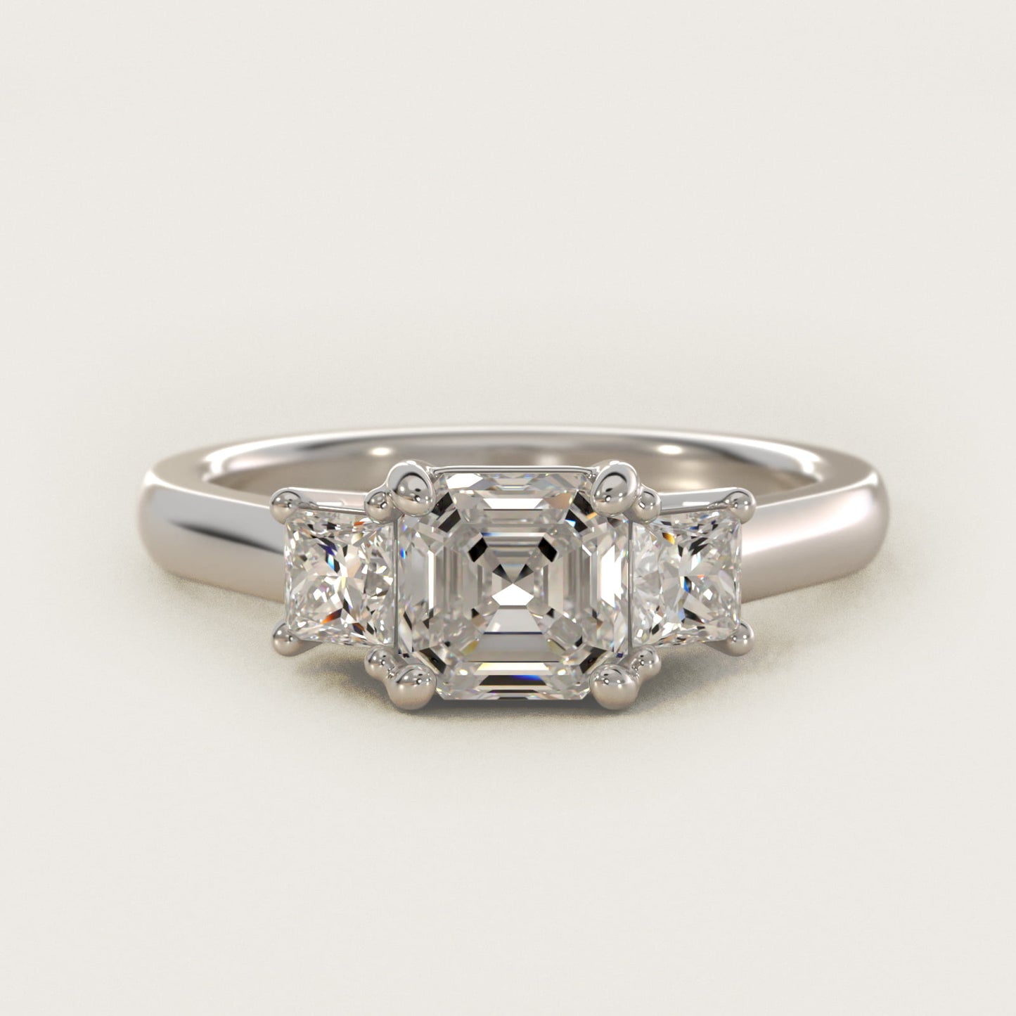 The Gallery Collectionª Princess-Cut Three-Stone Diamond Engagement Ring in Platinum (3/8 ct. tw.) - Asscher Center