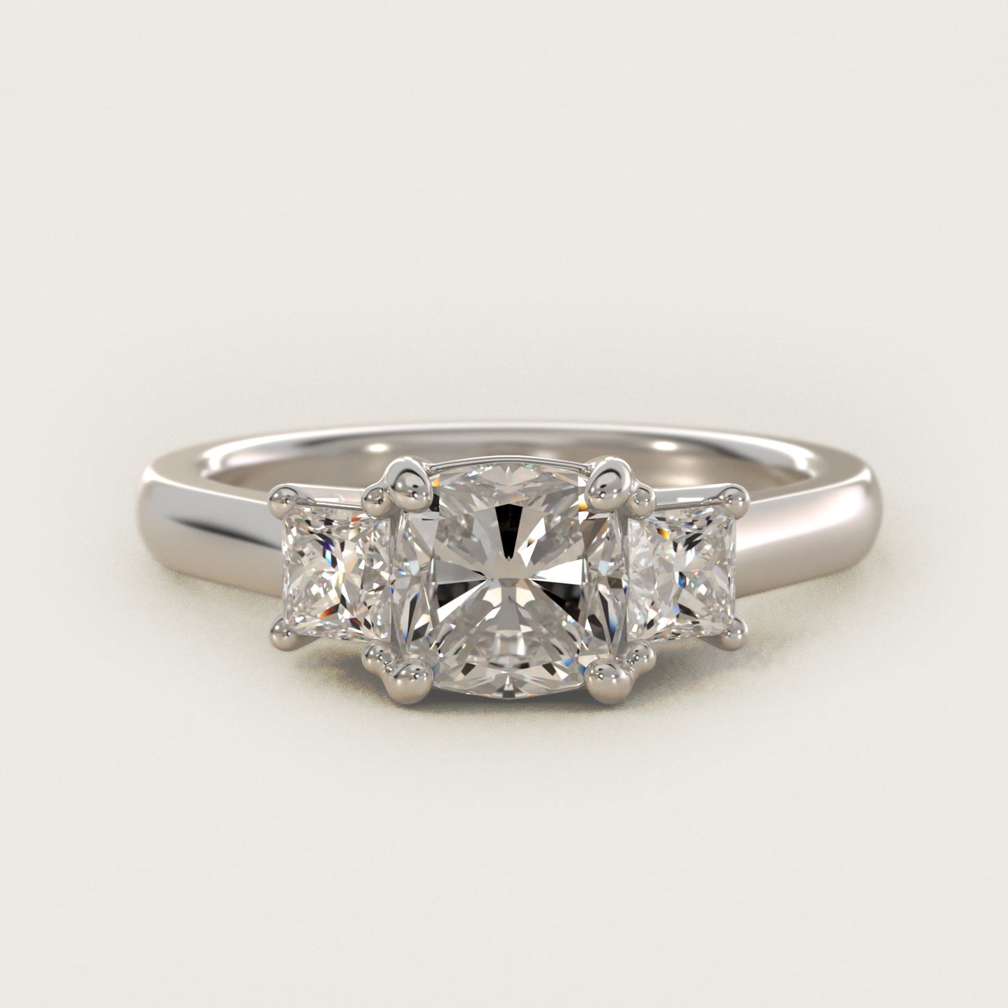 The Gallery Collectionª Princess-Cut Three-Stone Diamond Engagement Ring in Platinum (3/8 ct. tw.) - Cushion Center