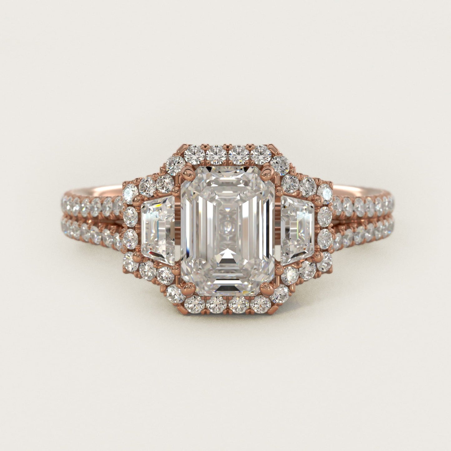 The Gallery Collection? Floating Diamond Engagement Ring in 18k Rose Gold (1/3 ct. tw.) - Emerald Center