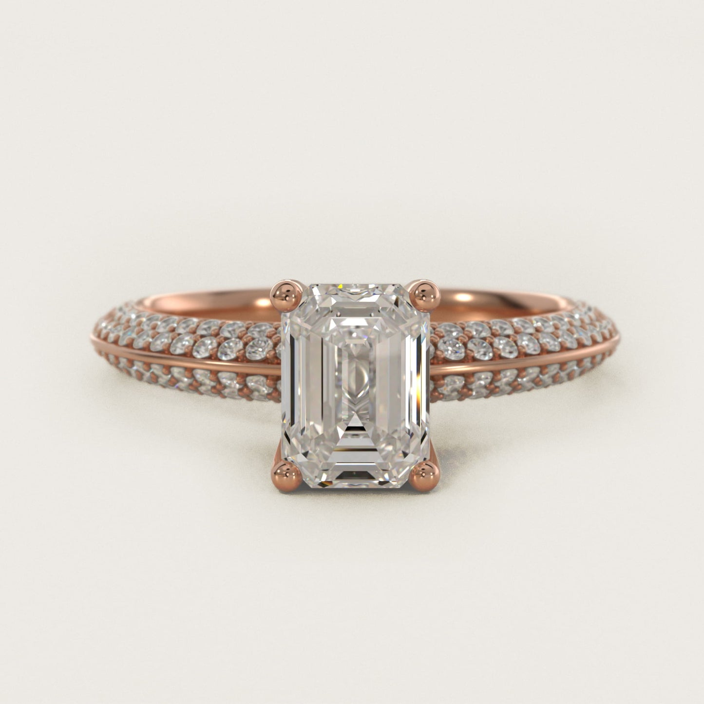 The Gallery Collection™ Knife Edge MicropavŽ Diamond Engagement Ring in 18k Rose Gold (3/8 ct. tw.) - Emerald Center