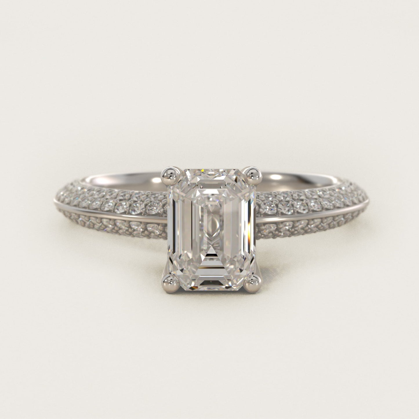 The Gallery Collection™ Knife Edge MicropavŽ Diamond Engagement Ring in 18k White Gold (3/8 ct. tw.) - Emerald Center