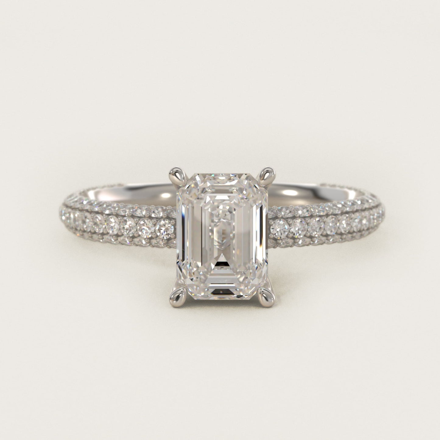 The Gallery Collection™ Rolled MicropavŽ Diamond Engagement Ring in 14k White Gold (3/8 ct. tw.) - Emerald Center