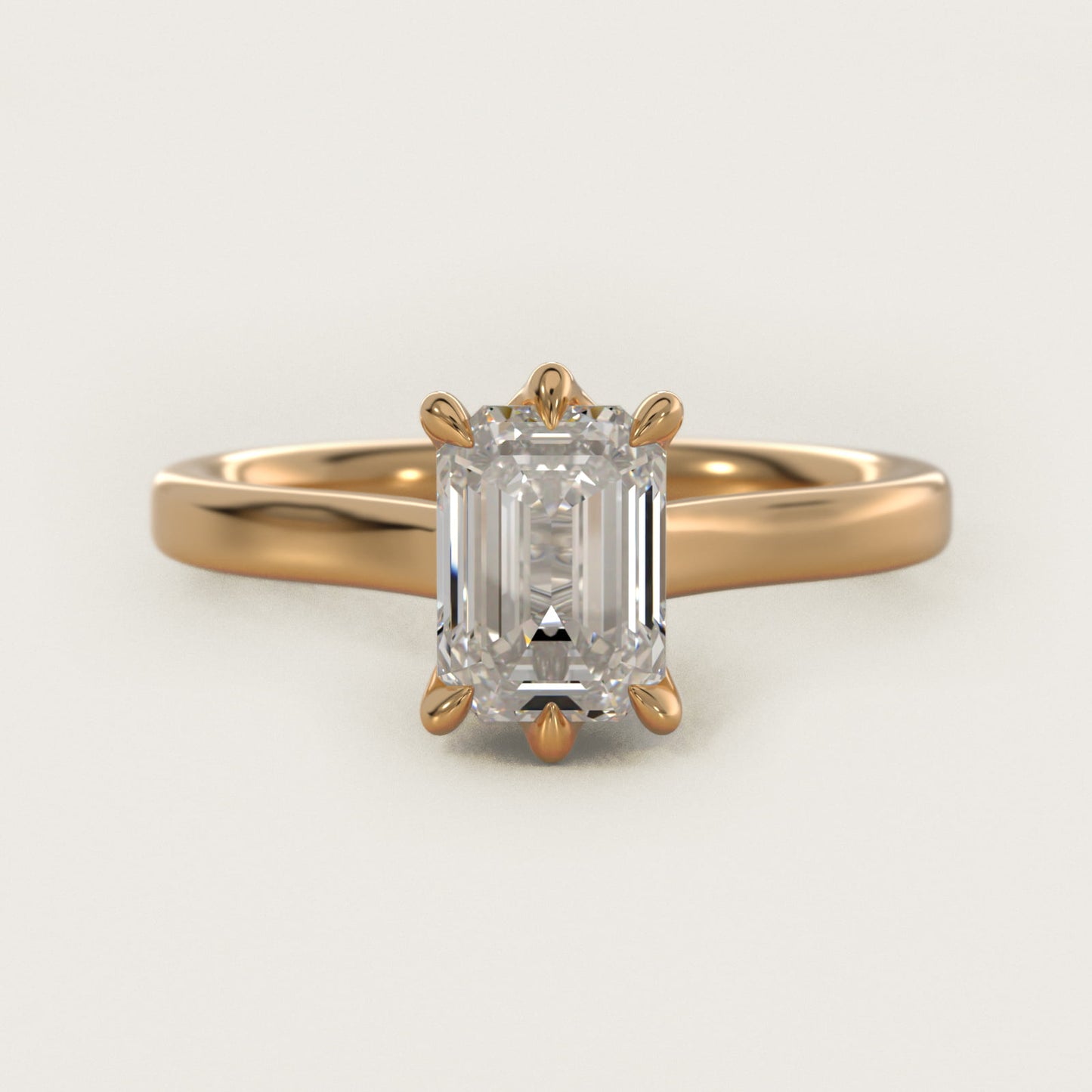 The Gallery Collection Six-Prong Trellis Solitaire Diamond Engagement Ring in 18k Yellow Gold - Emerald Center