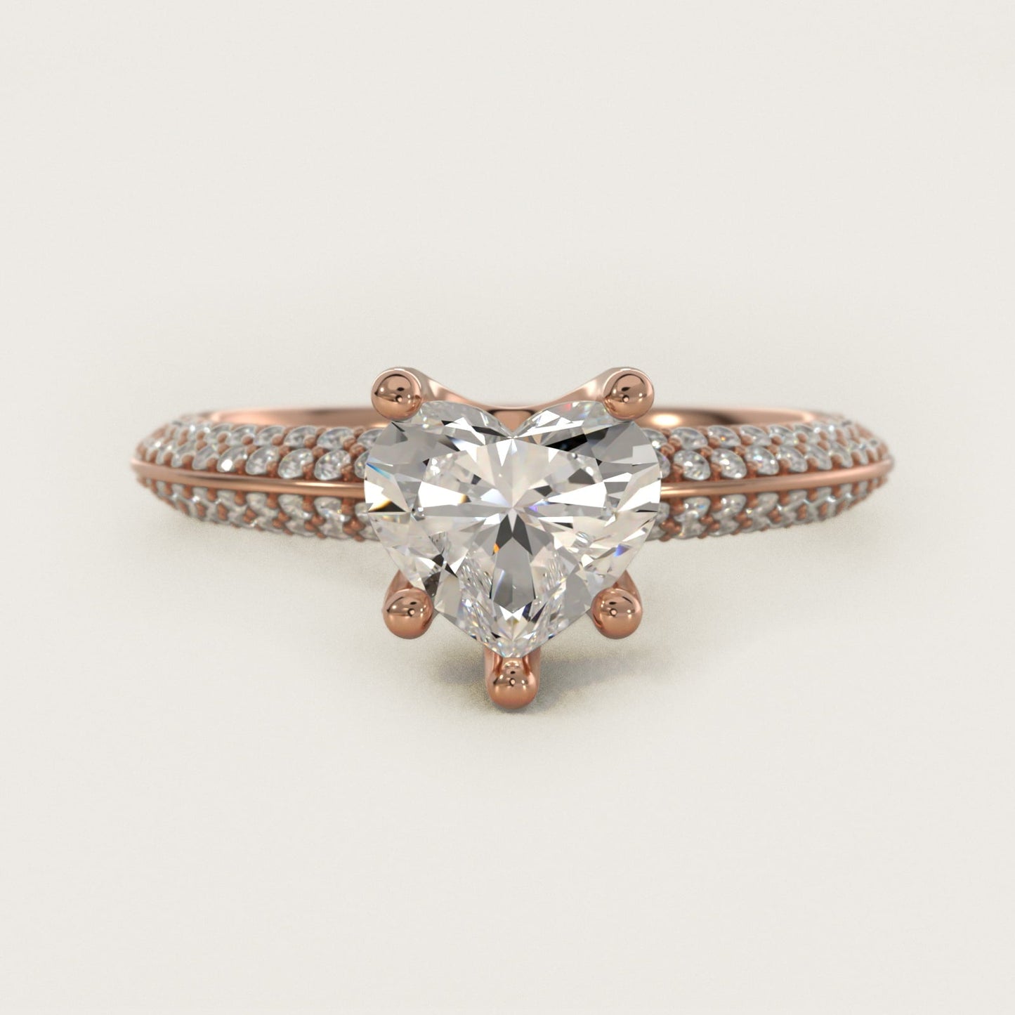 The Gallery Collection? Rolled Micropav? Diamond Engagement Ring in 18k Rose Gold (3/8 ct. tw.) - Heart Center