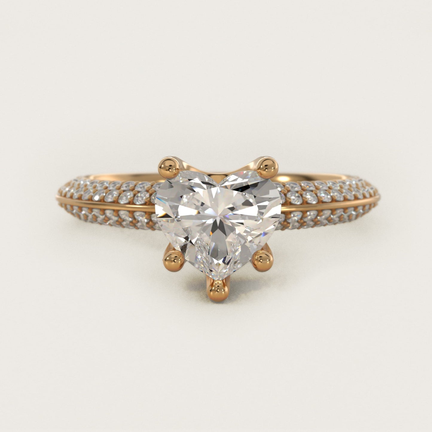 The Gallery Collection™ Knife Edge MicropavŽ Diamond Engagement Ring in 14K Yellow Gold (3/8 ct. tw.) - Heart Center