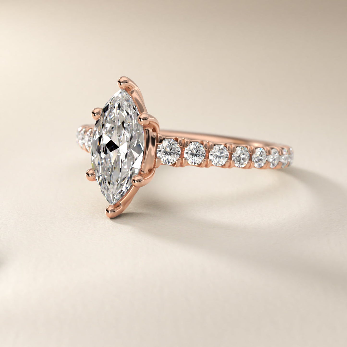 The Gallery Collection™ Cathedral PavŽ Diamond Engagement Ring in 14k Rose Gold (5/8 ct. tw.) - Marquise Center