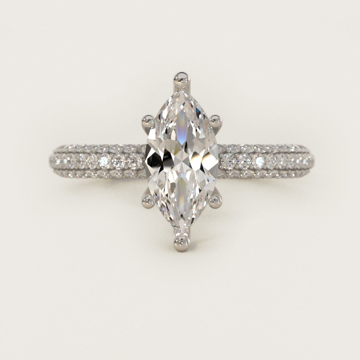 The Gallery Collection™ Rolled MicropavŽ Diamond Engagement Ring in 14k White Gold (3/8 ct. tw.) - Marquise Center