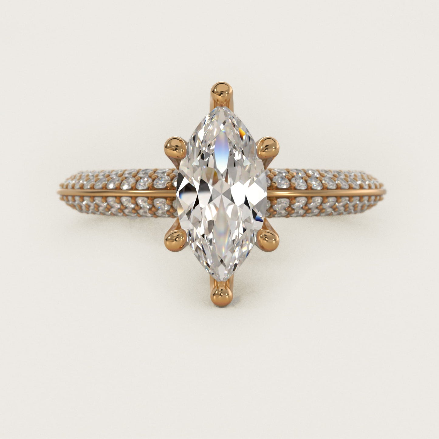 The Gallery Collection™ Knife Edge MicropavŽ Diamond Engagement Ring in 18k Yellow Gold (3/8 ct. tw.) - Marquise Center