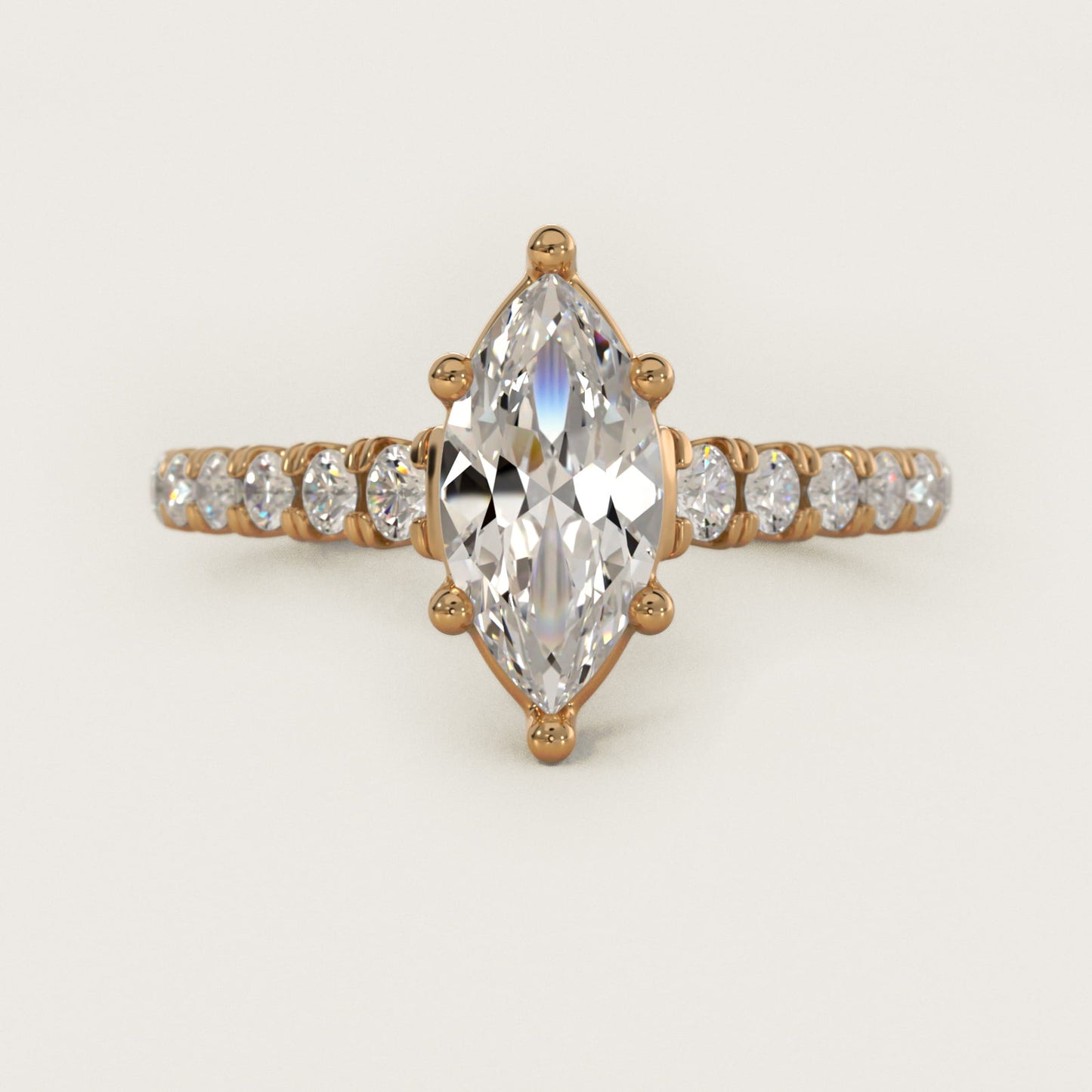 The Gallery Collection™ Cathedral PavŽ Diamond Engagement Ring in 14K Yellow Gold (5/8 ct. tw.) - Marquise Center