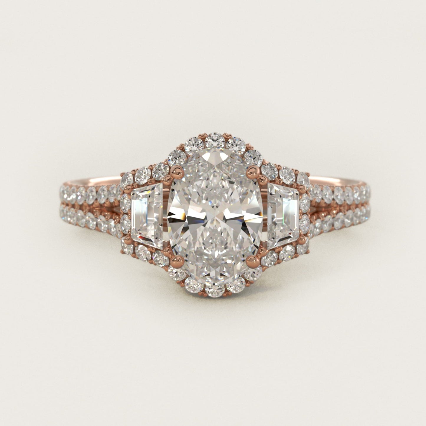 The Gallery Collection? Floating Diamond Engagement Ring in 18k Rose Gold (1/3 ct. tw.) - Oval Center