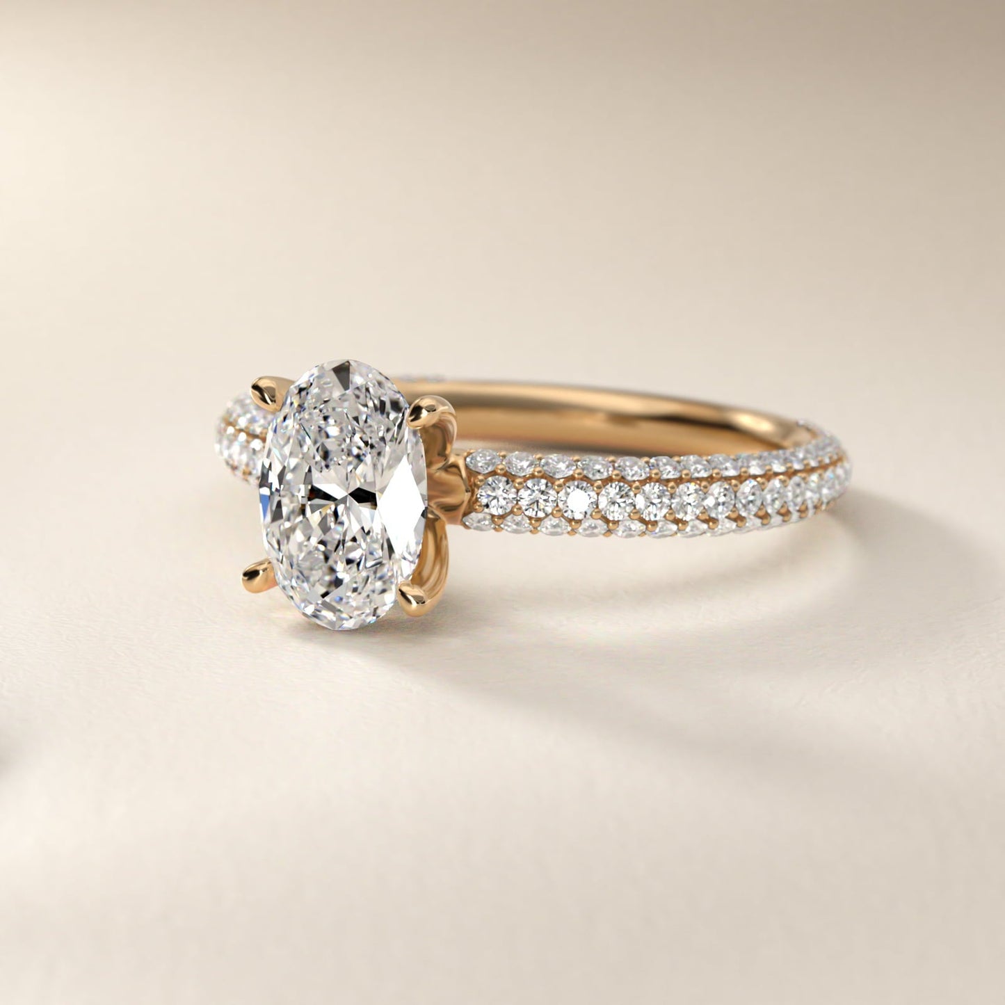 The Gallery Collection? Rolled Micropav? Diamond Engagement Ring in 18k Yellow Gold (3/8 ct. tw.) - Oval Center