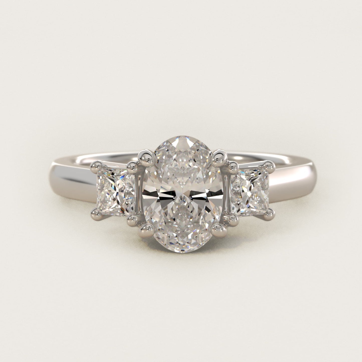 The Gallery Collectionª Princess-Cut Three-Stone Diamond Engagement Ring in Platinum (3/8 ct. tw.) - Oval Center