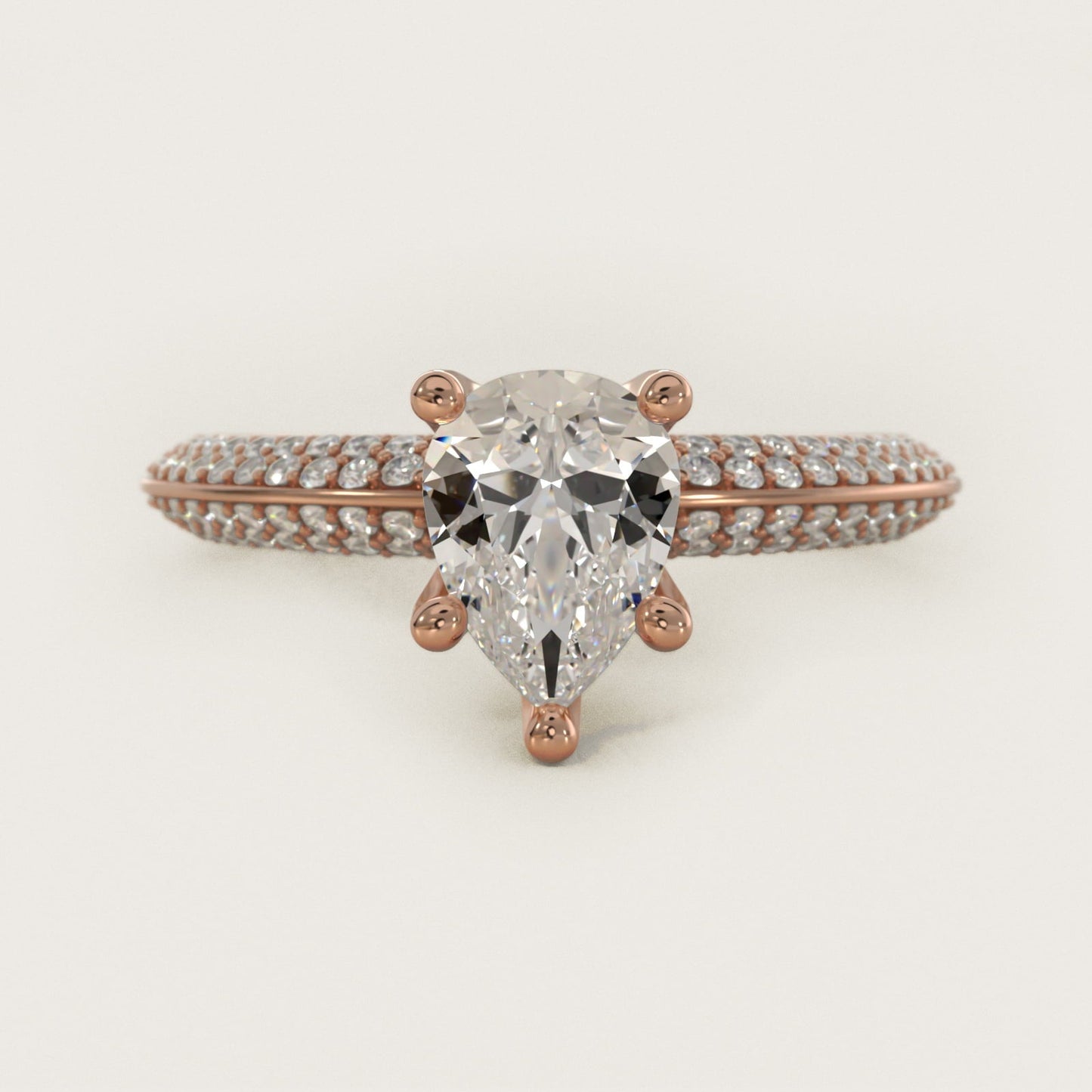 The Gallery Collection? Floating Diamond Engagement Ring in 18k Rose Gold (1/3 ct. tw.) - Pear Center