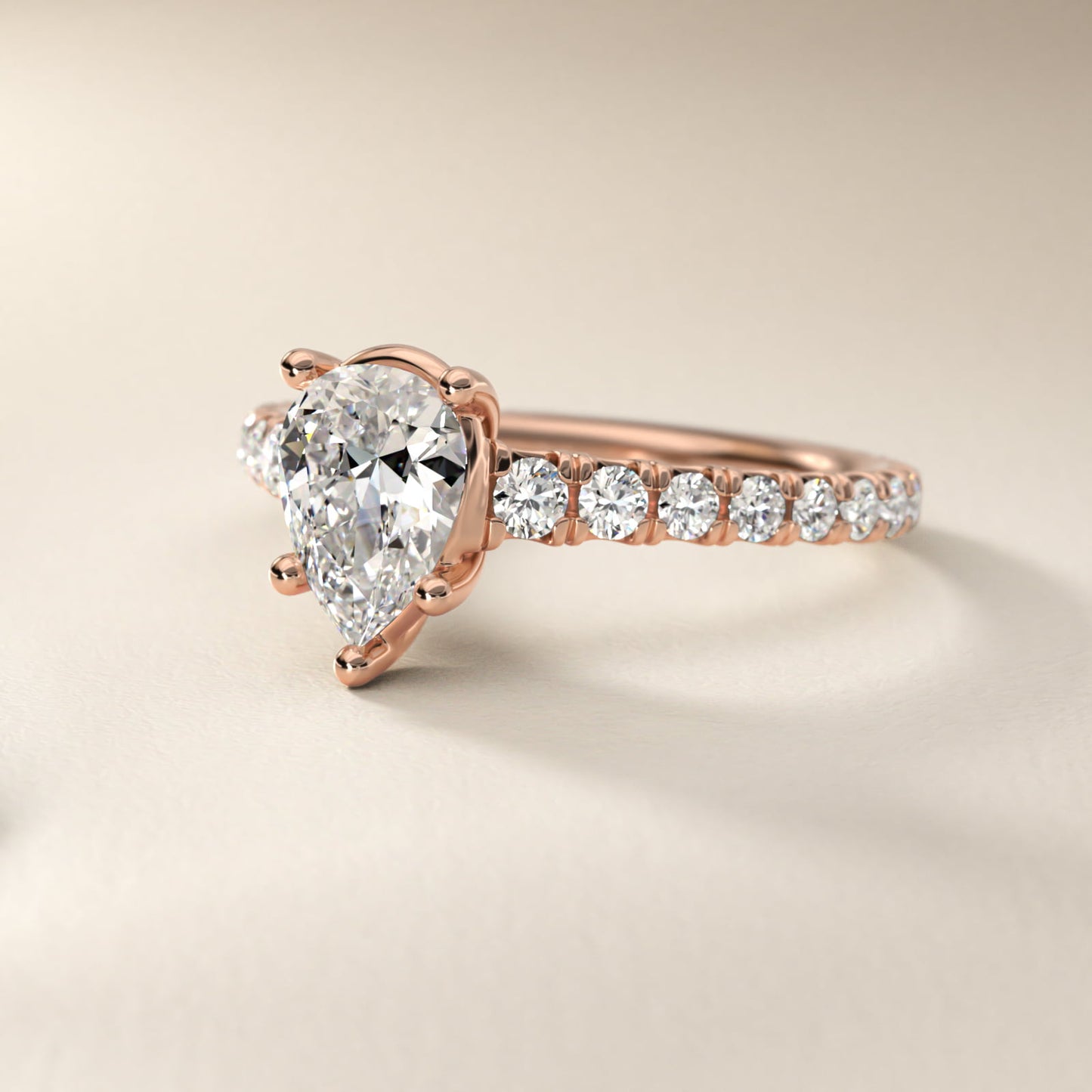 The Gallery Collection™ Cathedral PavŽ Diamond Engagement Ring in 14k Rose Gold (5/8 ct. tw.) - Pear Center