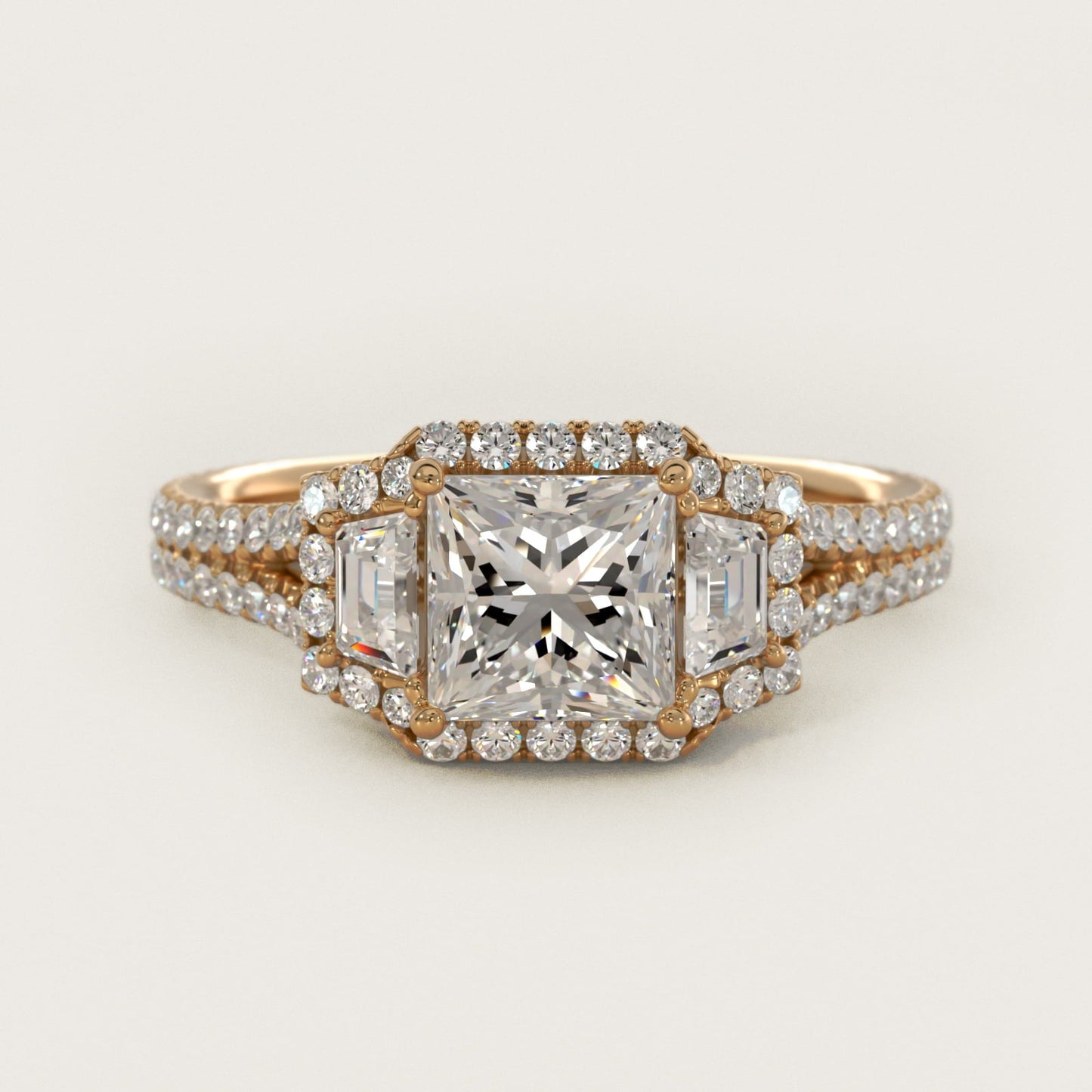 The Gallery Collection? Cathedral Pav? Diamond Engagement Ring in 18k Yellow Gold (5/8 ct. tw.) - Princess Center